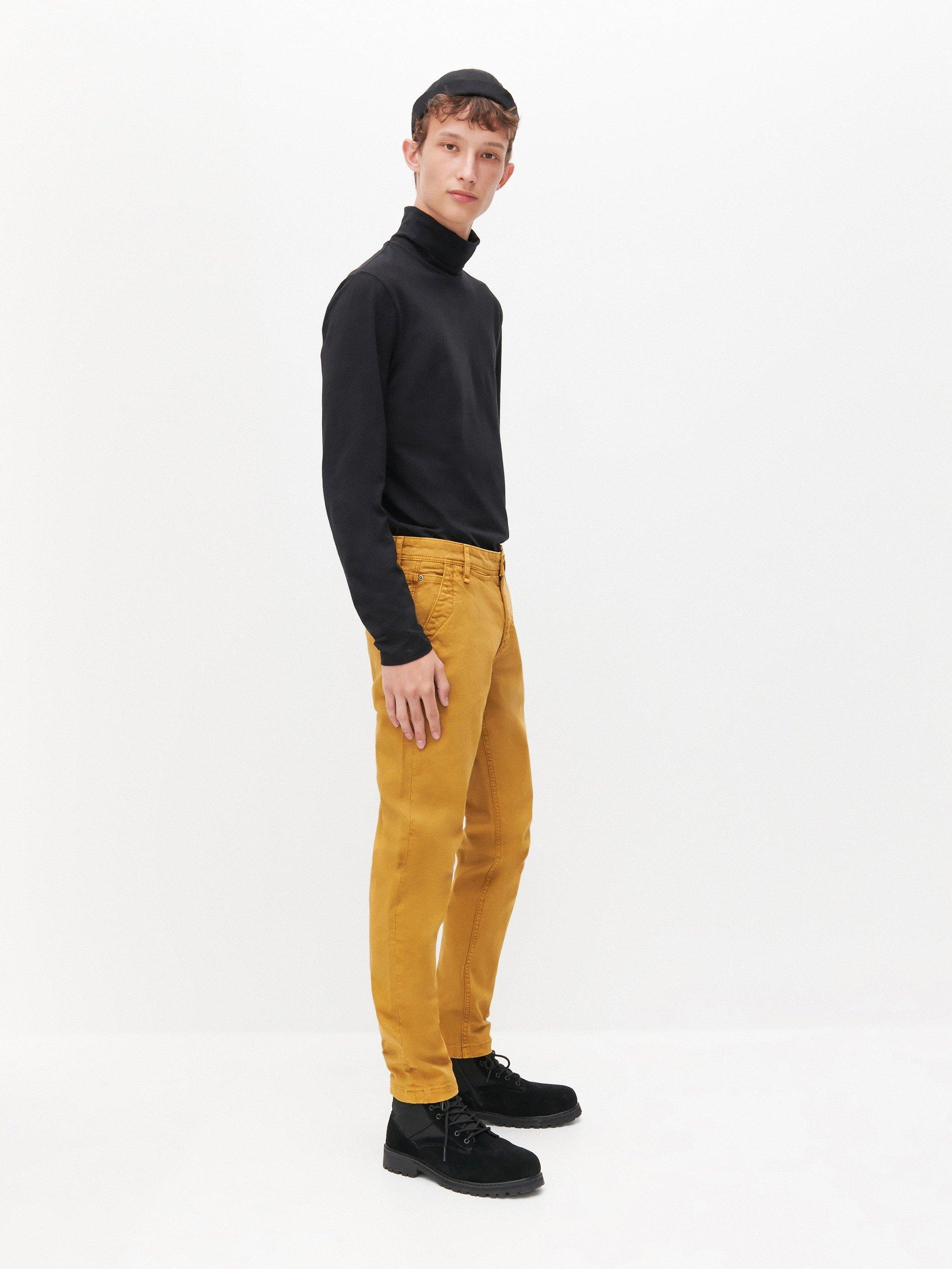 Yellow Super Slim Fit Chino Trousers, , large image number 1