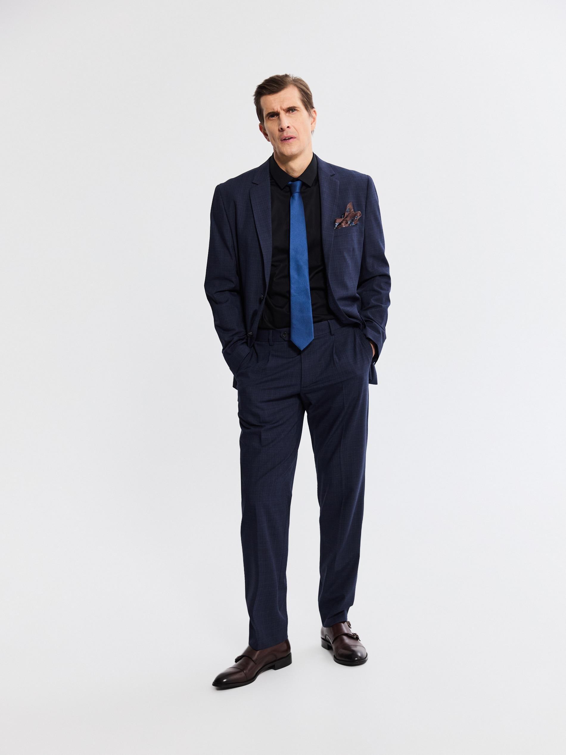 Navy Slim Fit Blazer In Micro Check, Navy, large image number 2