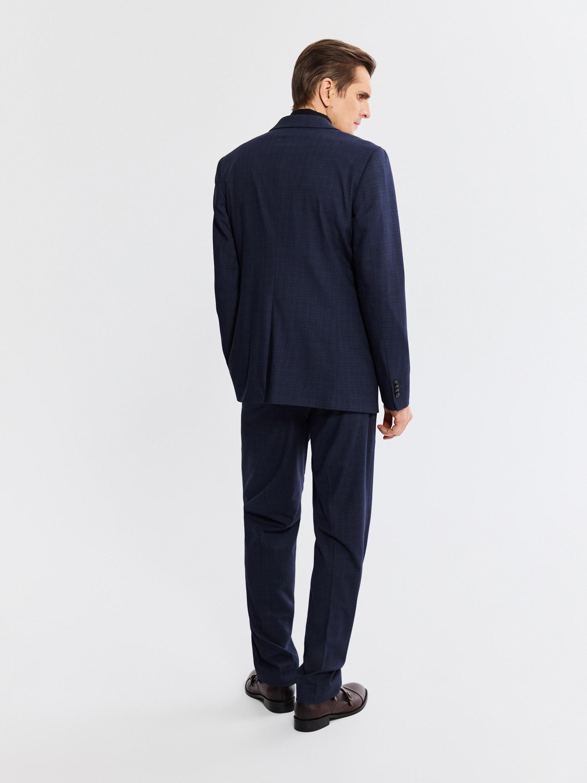 Navy Slim Fit Blazer In Micro Check, Navy, large image number 3