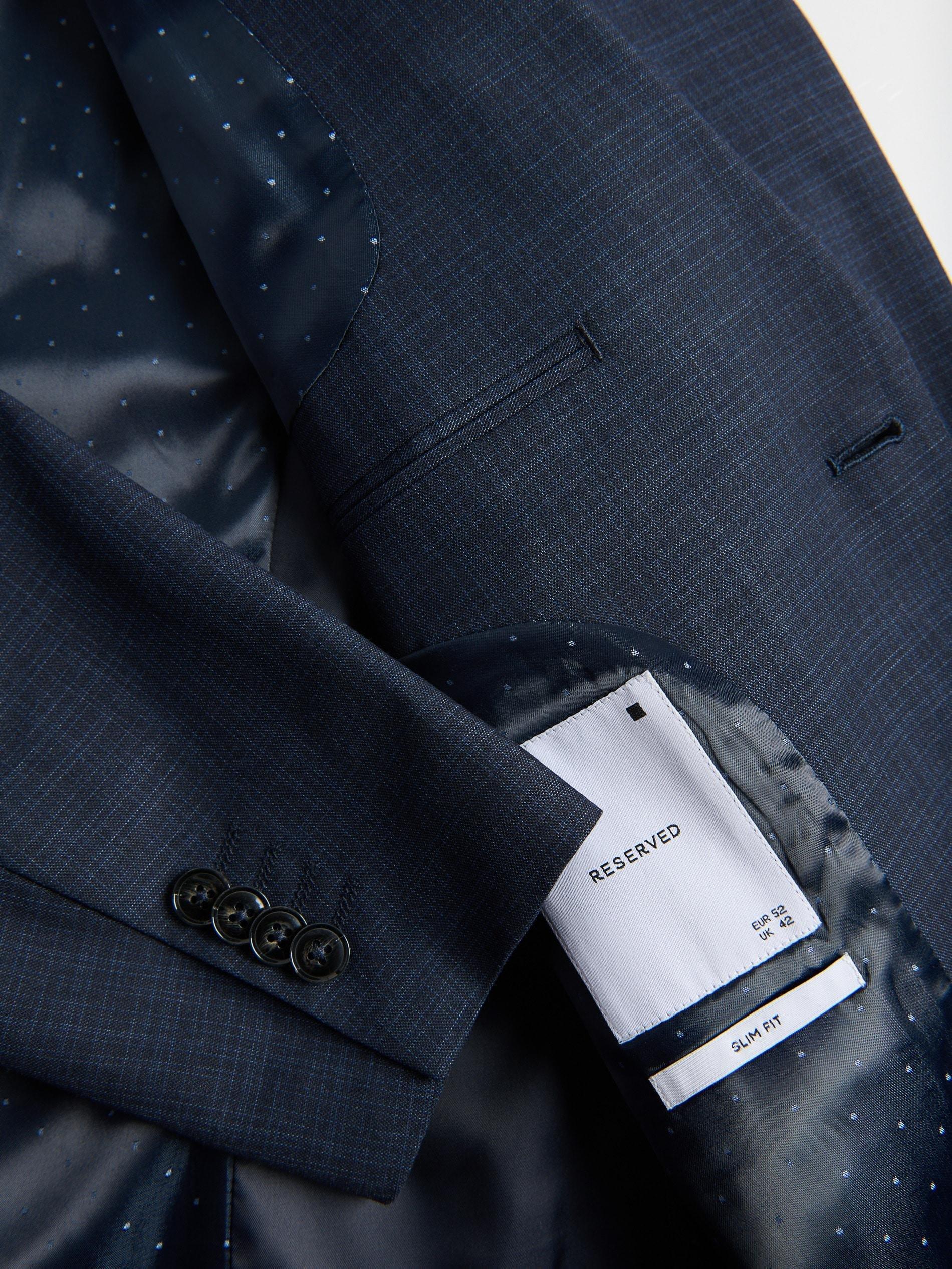 Navy Slim Fit Blazer In Micro Check, Navy, large image number 5