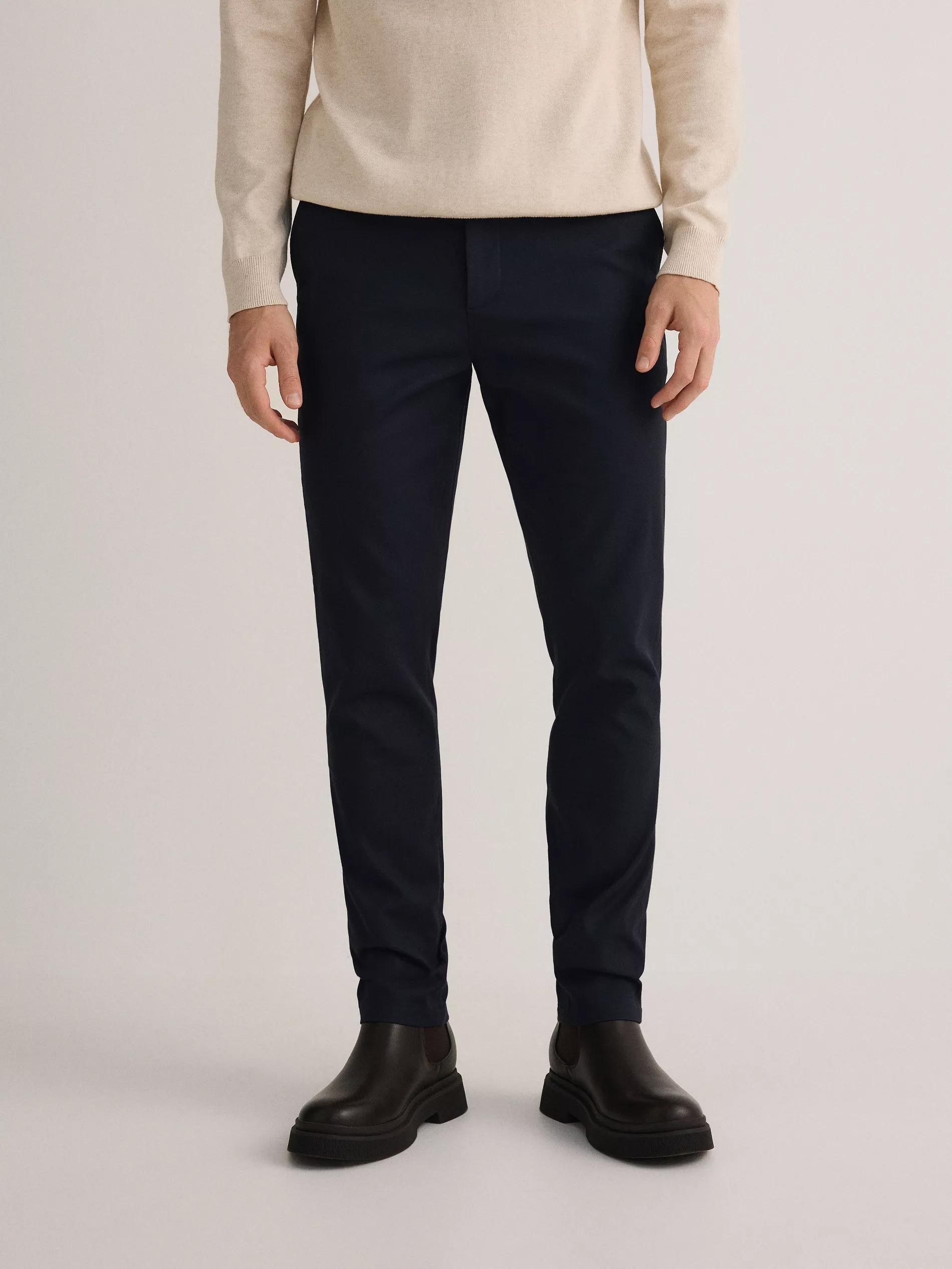 Navy Slim Chinos With High Cotton Content, , large image number 1