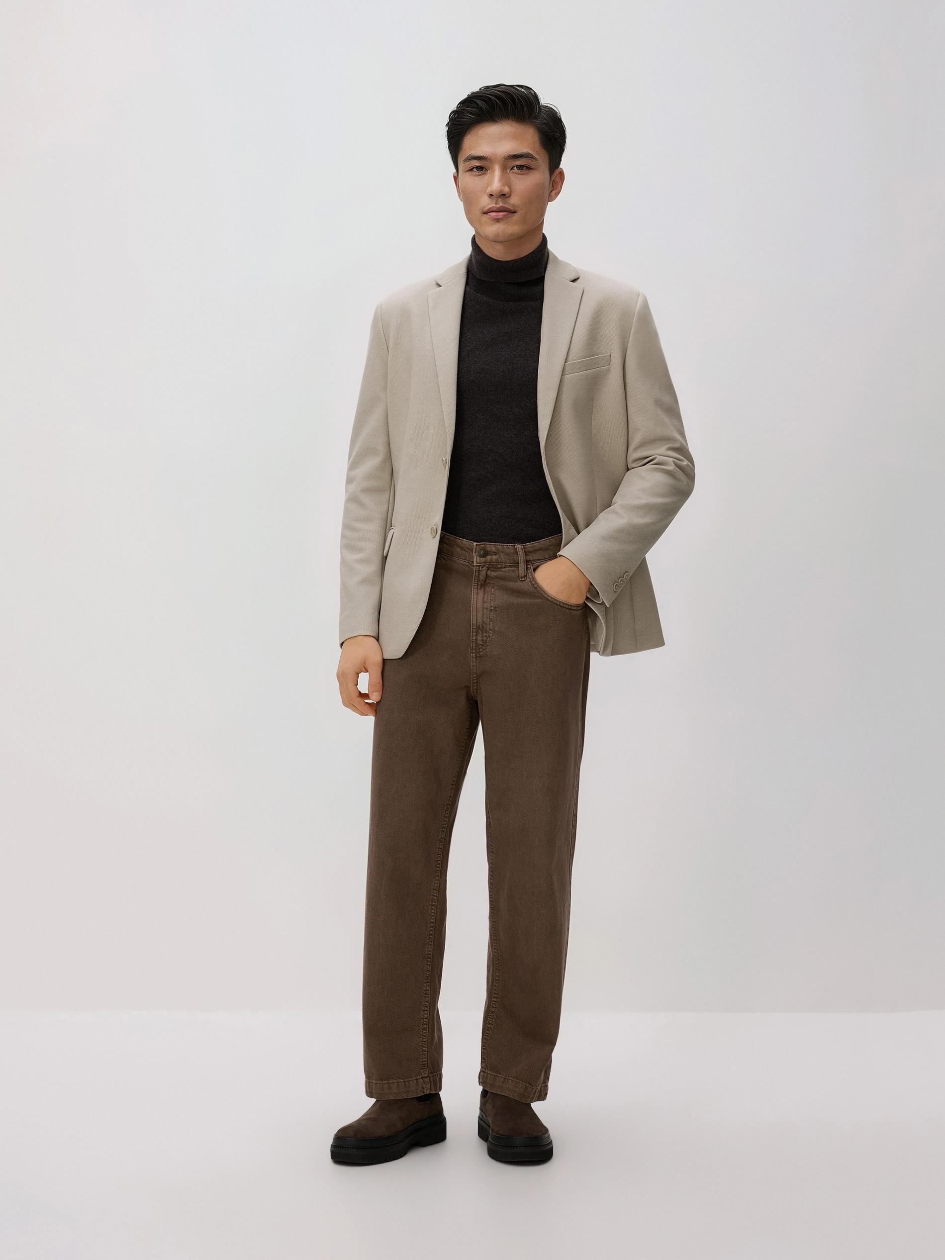Beige Slim Fit Blazer, Beige, medium