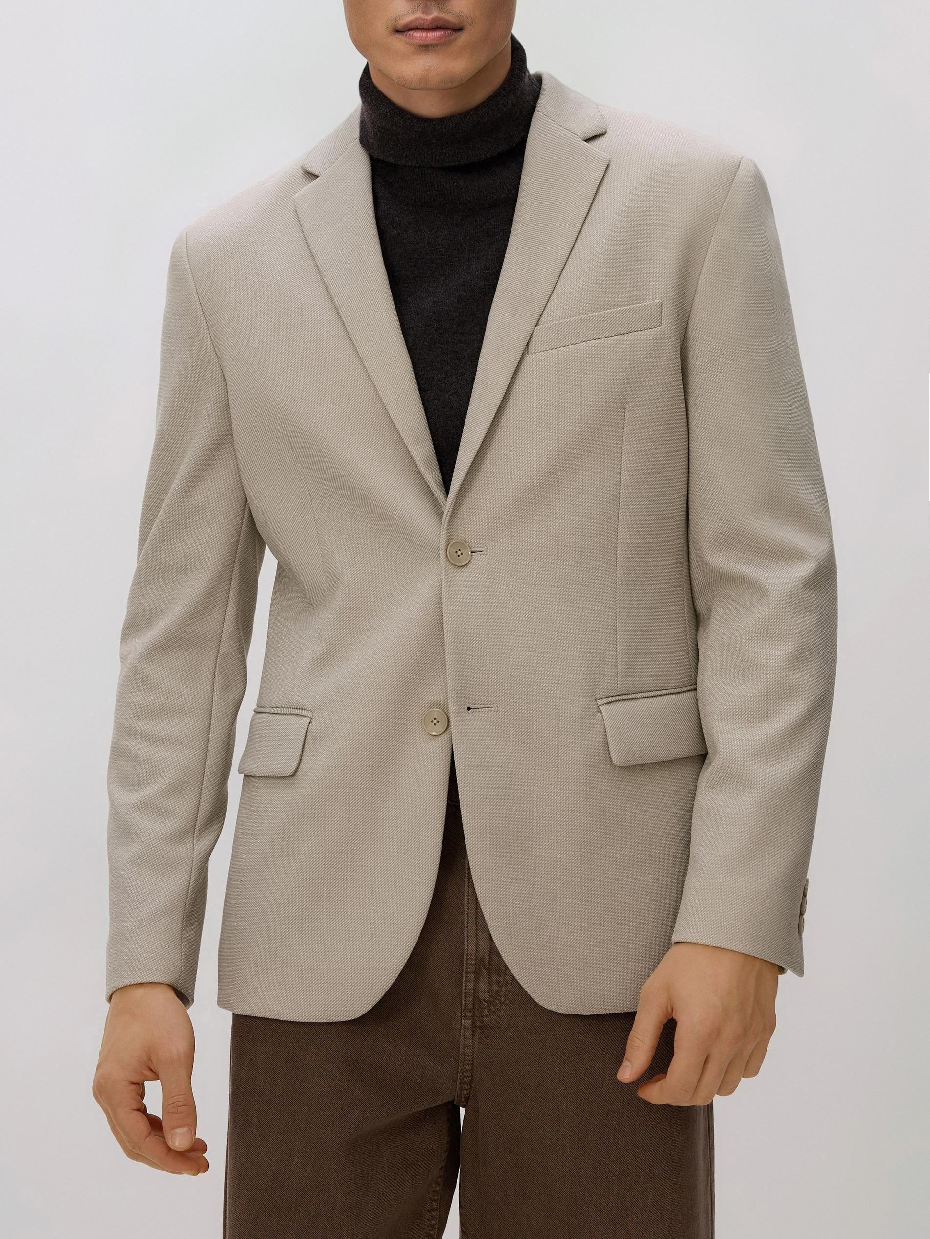 Beige Slim Fit Blazer, Beige, medium