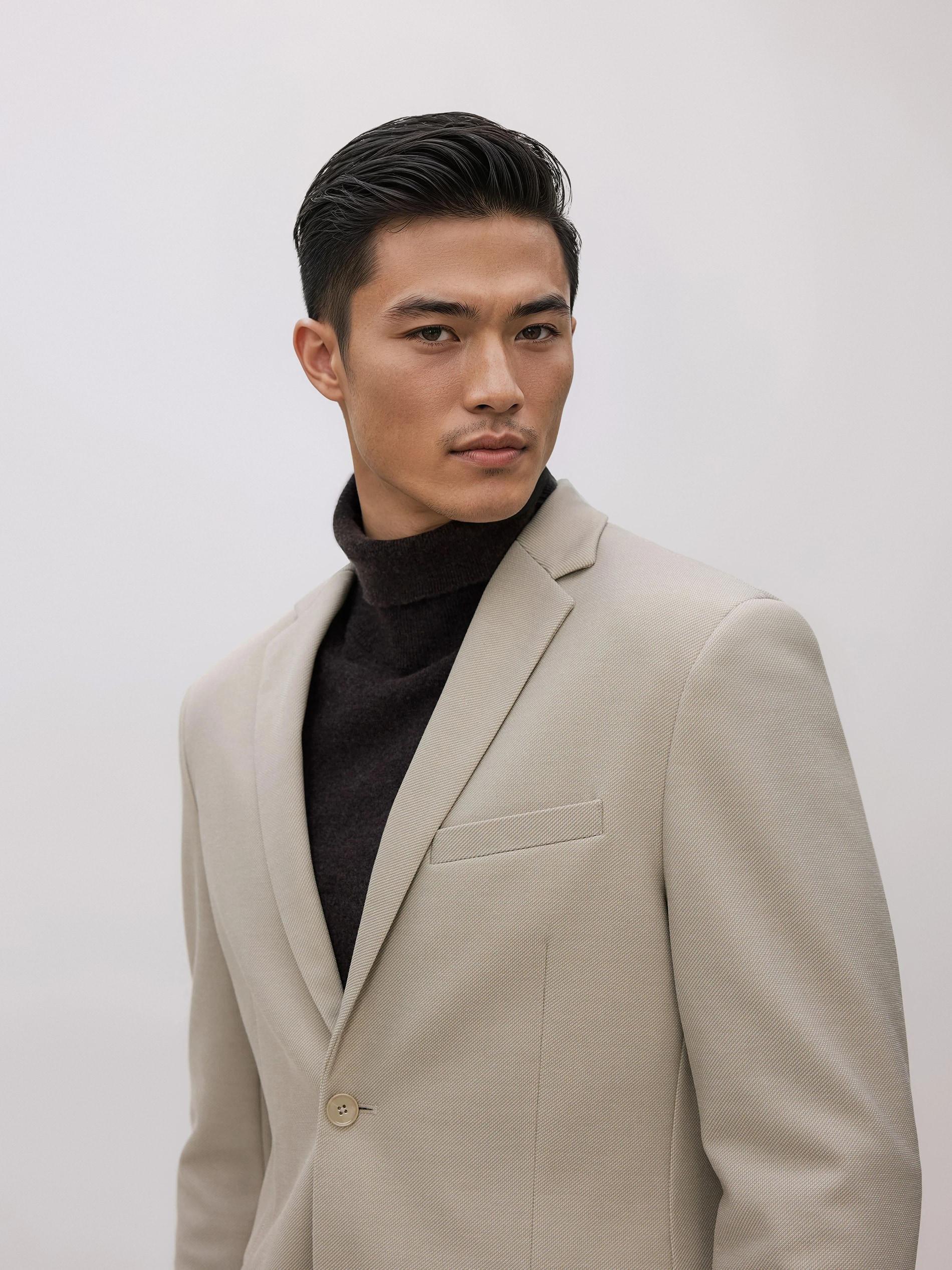 Beige Slim Fit Blazer, Beige, medium