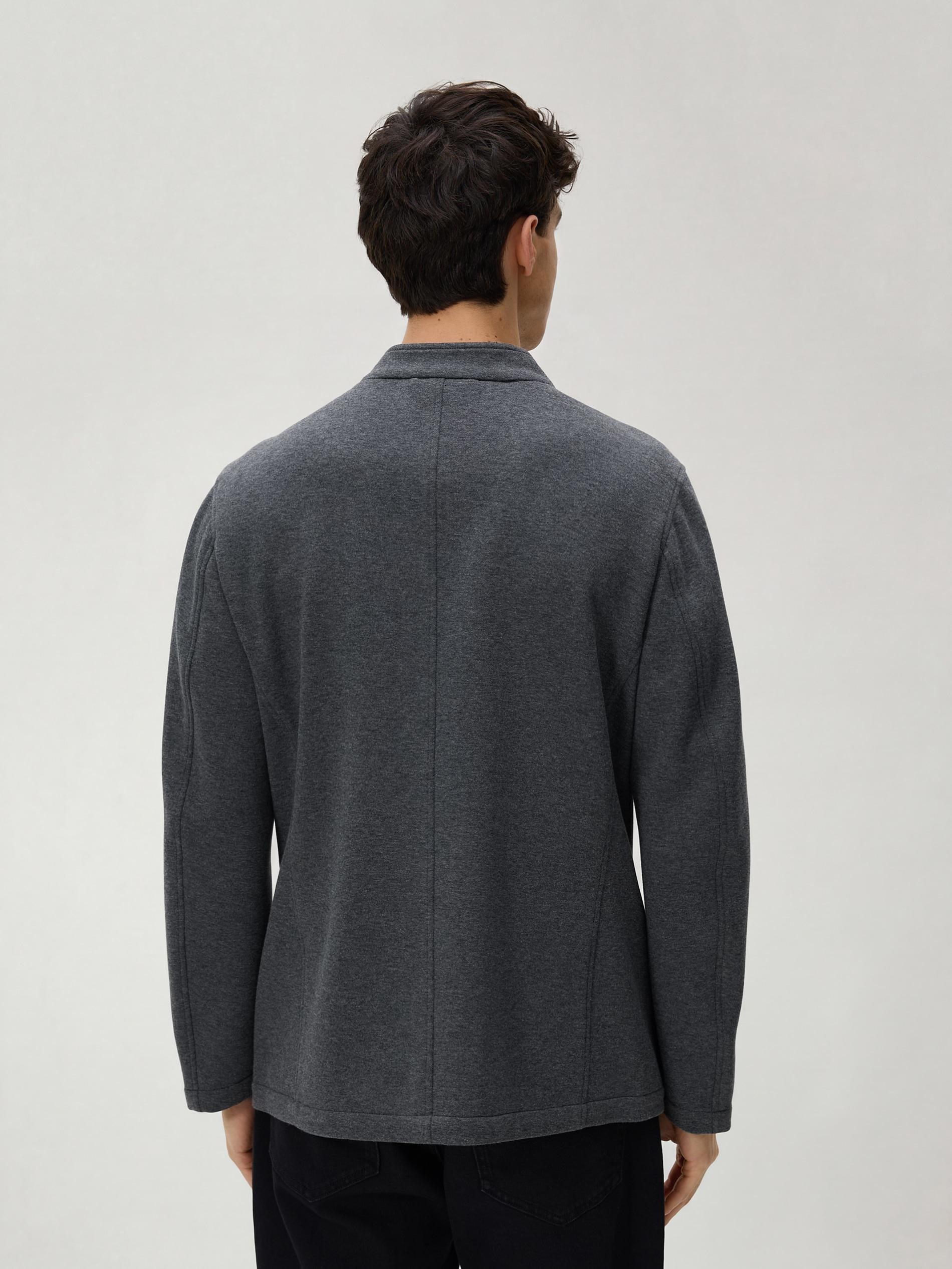 Grey Blazer With Stand-Up Collar, Grey, large image number 4