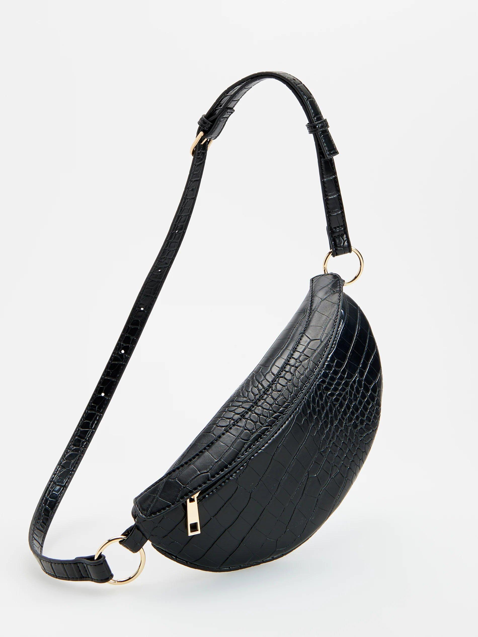 Black Bum Bag In Croc-Effect Texture, Women, , large image number 0