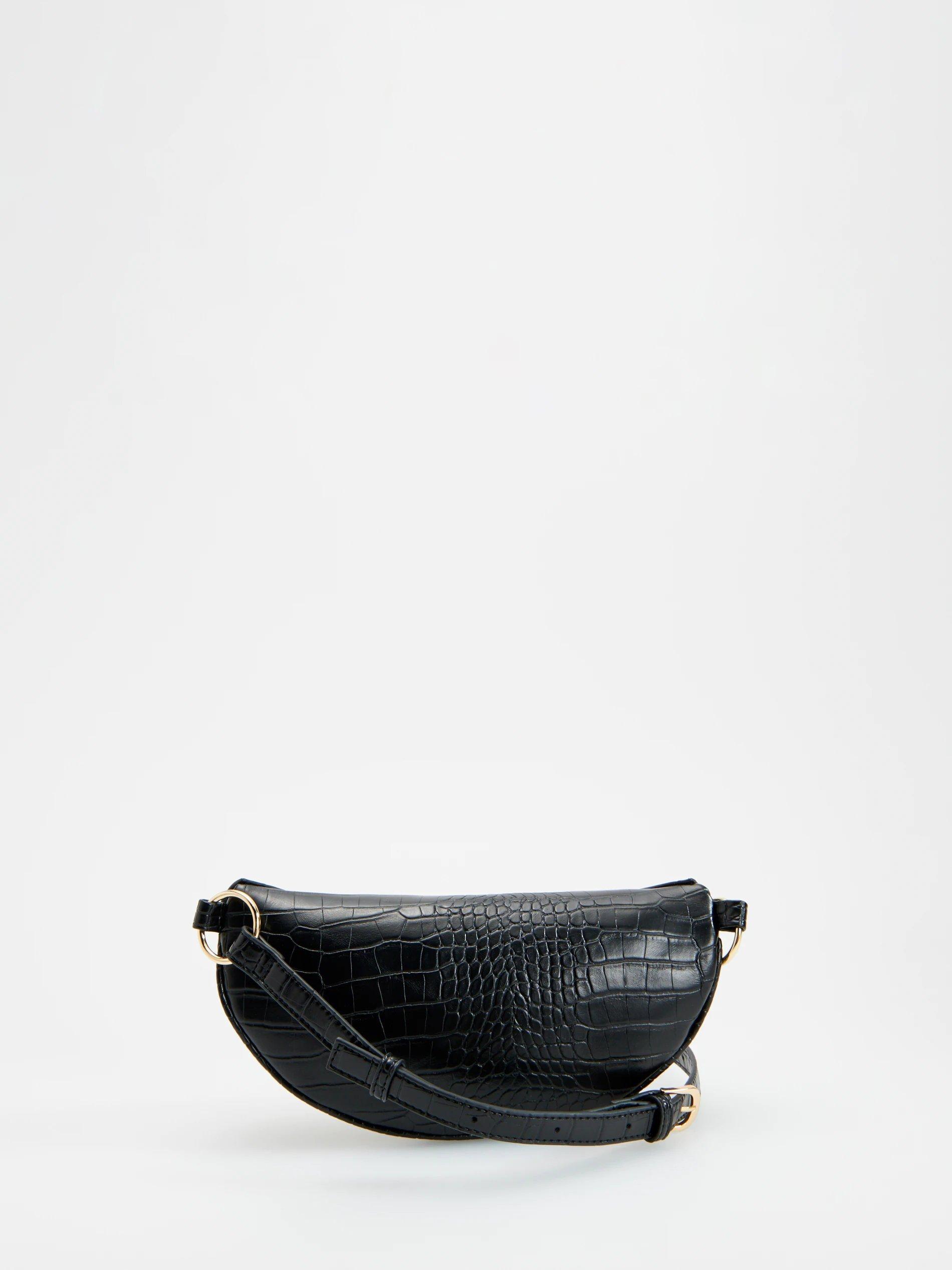 Black Bum Bag In Croc-Effect Texture, Women, , large image number 1