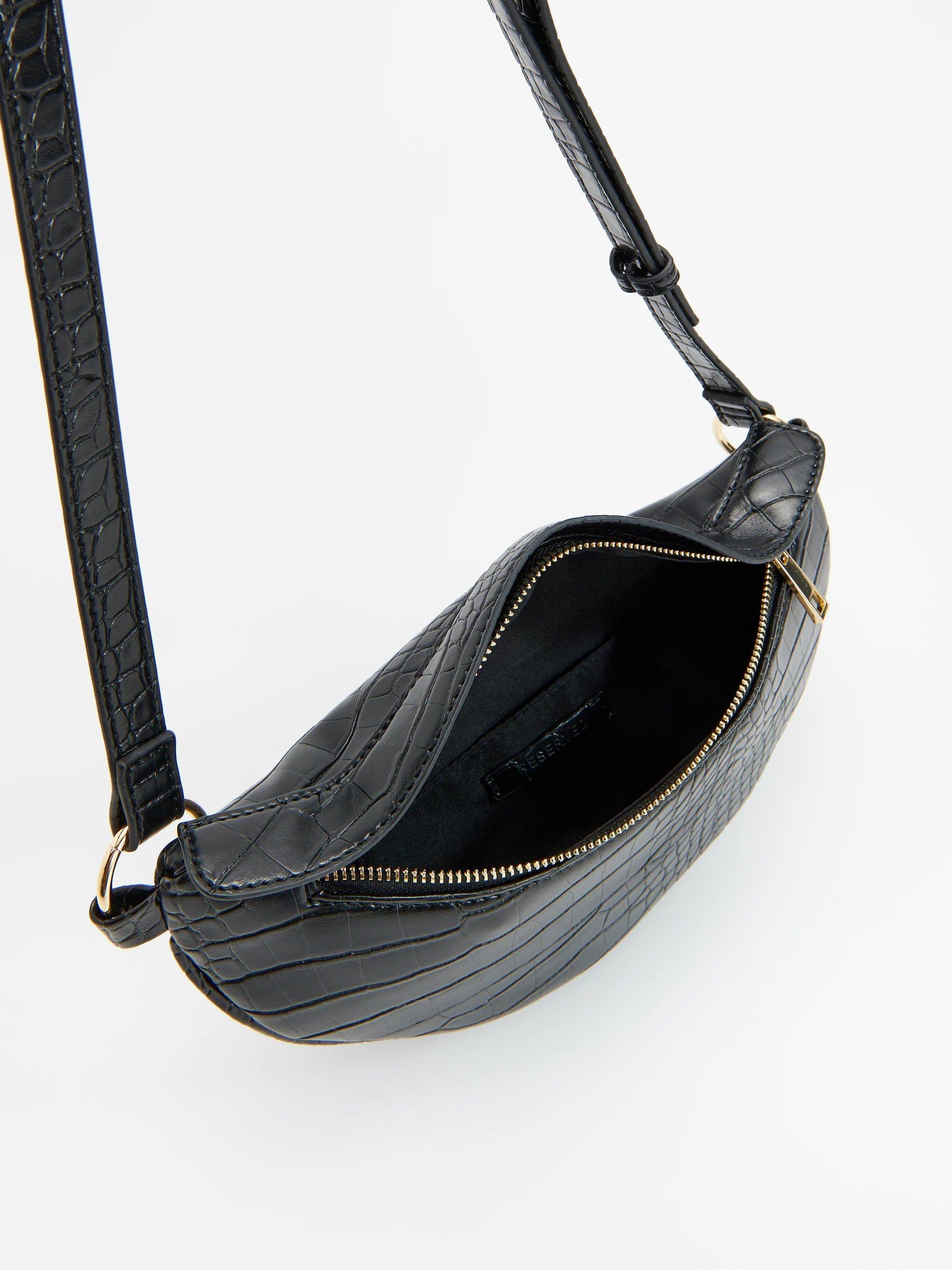 Black Bum Bag In Croc-Effect Texture, Women, , large image number 3