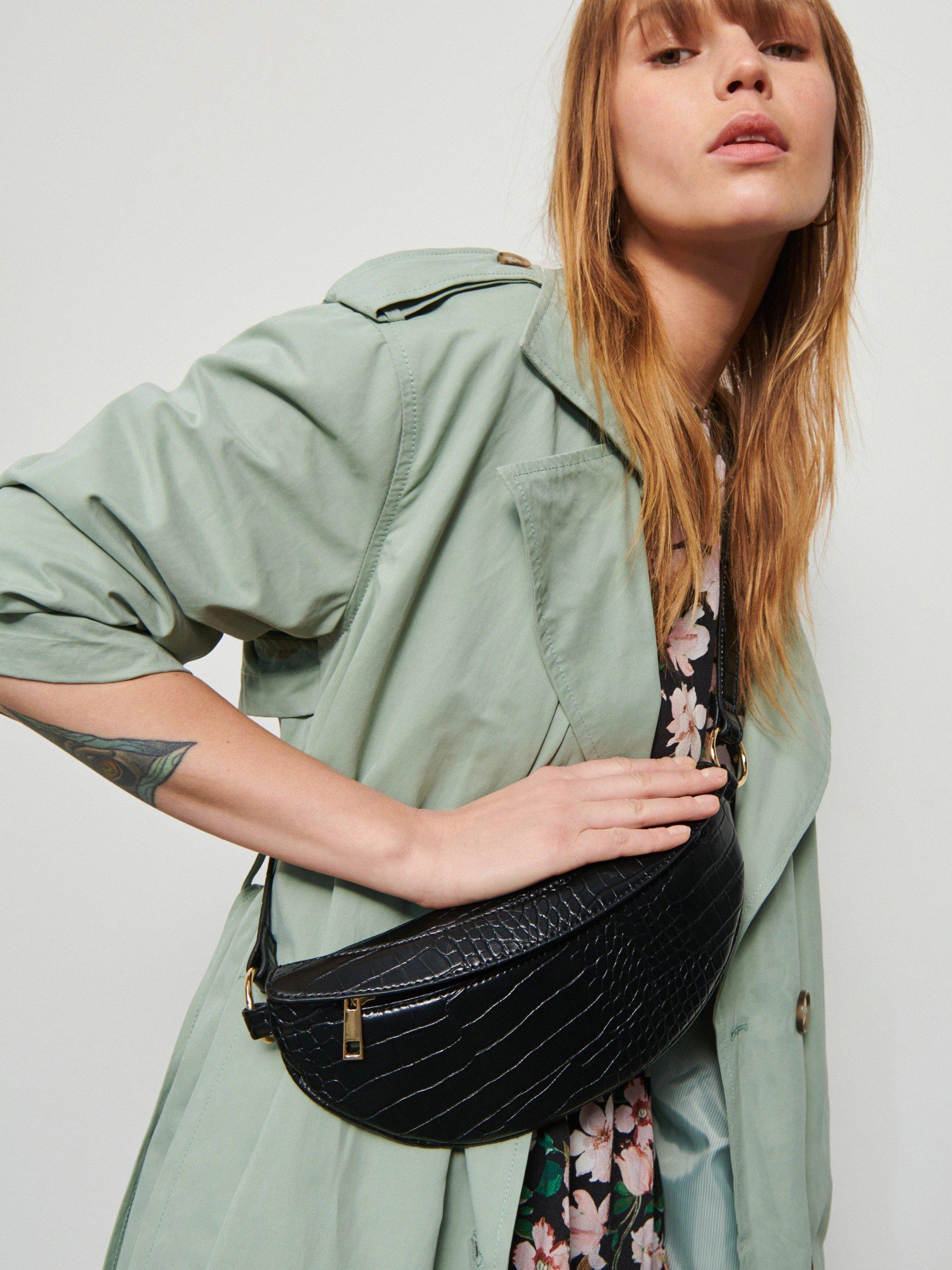 Black Bum Bag In Croc-Effect Texture, Women, , large image number 6