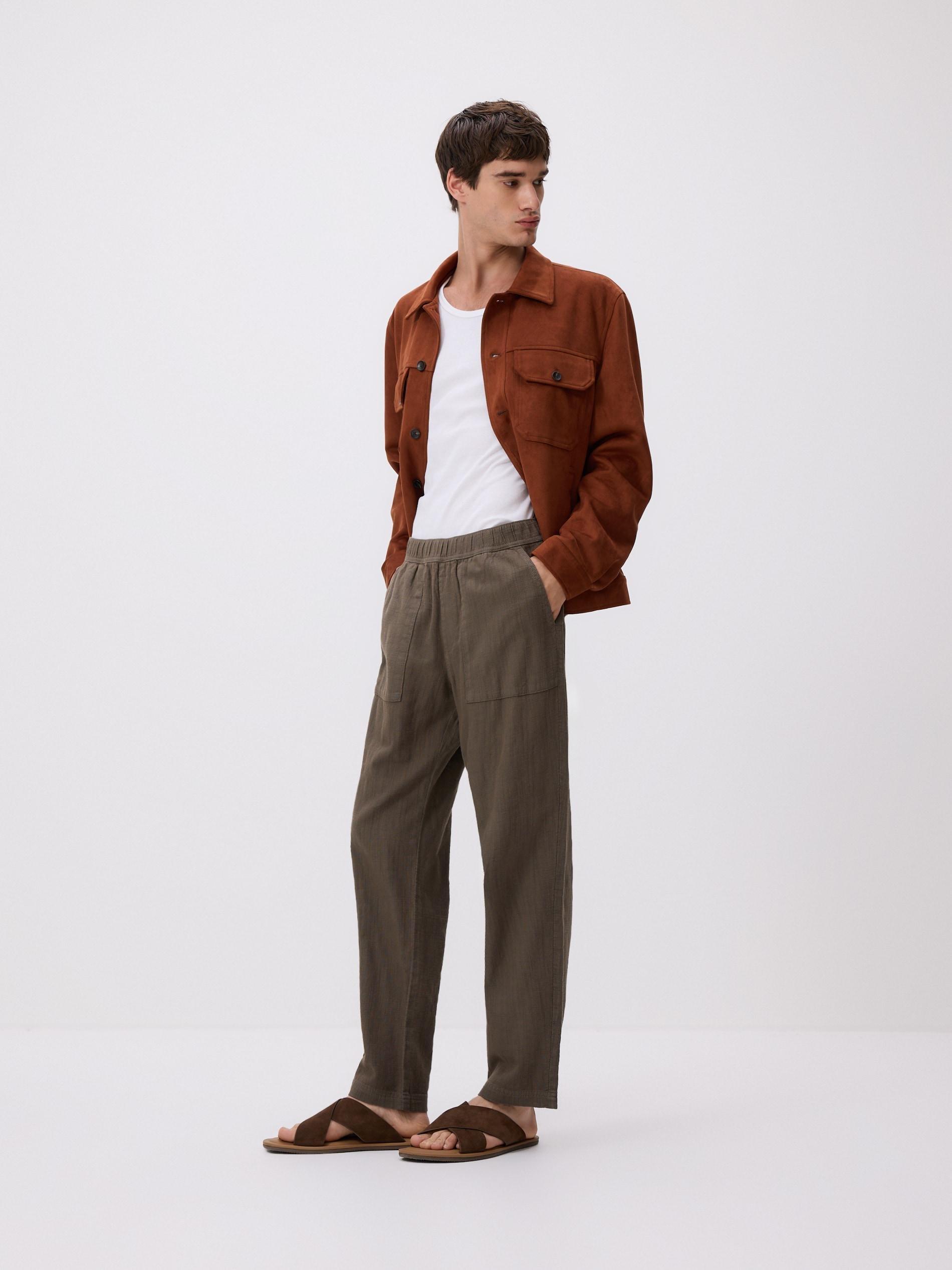 Brown Cotton Joggers, Brown, large image number 1