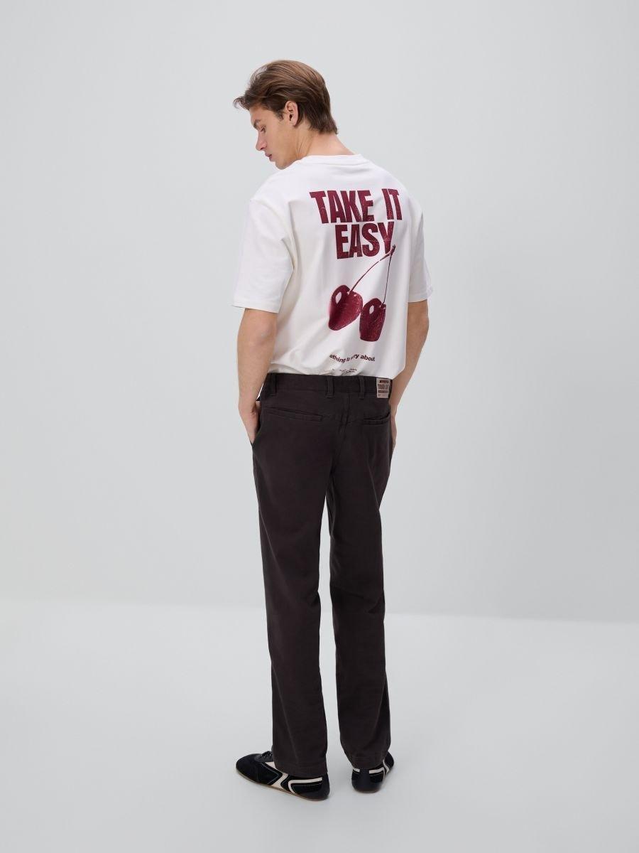 Brown Straight Cotton Pants, Brown, medium