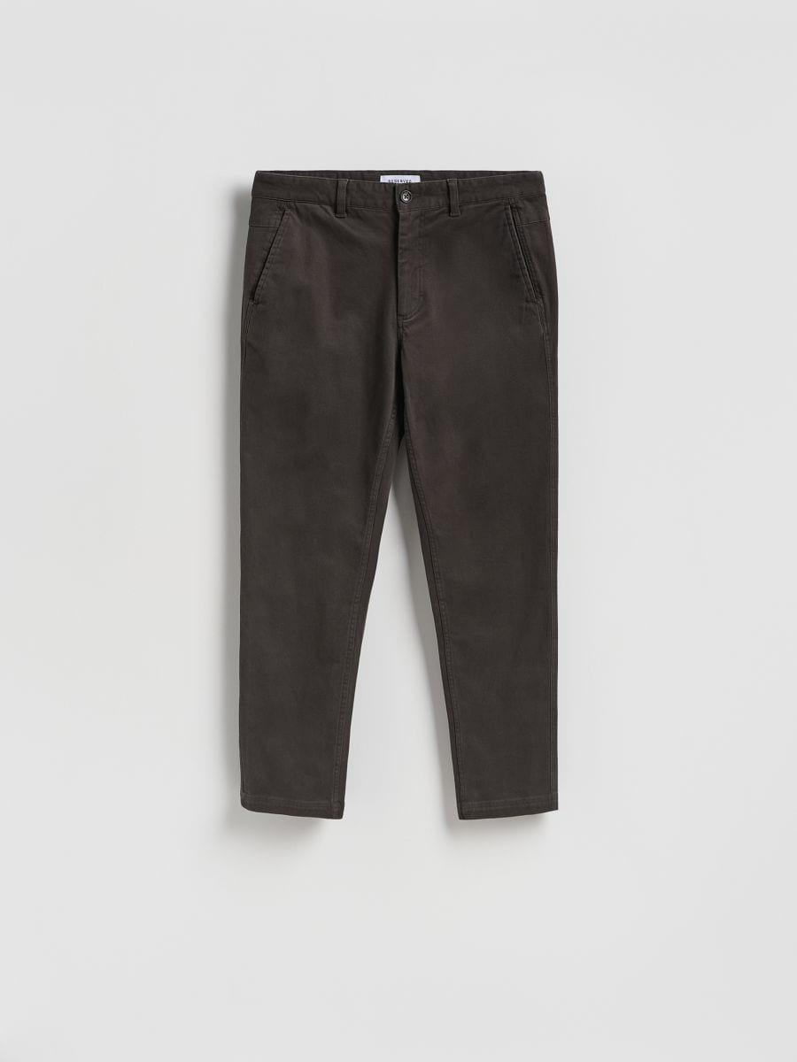 Brown Straight Cotton Pants, Brown, medium