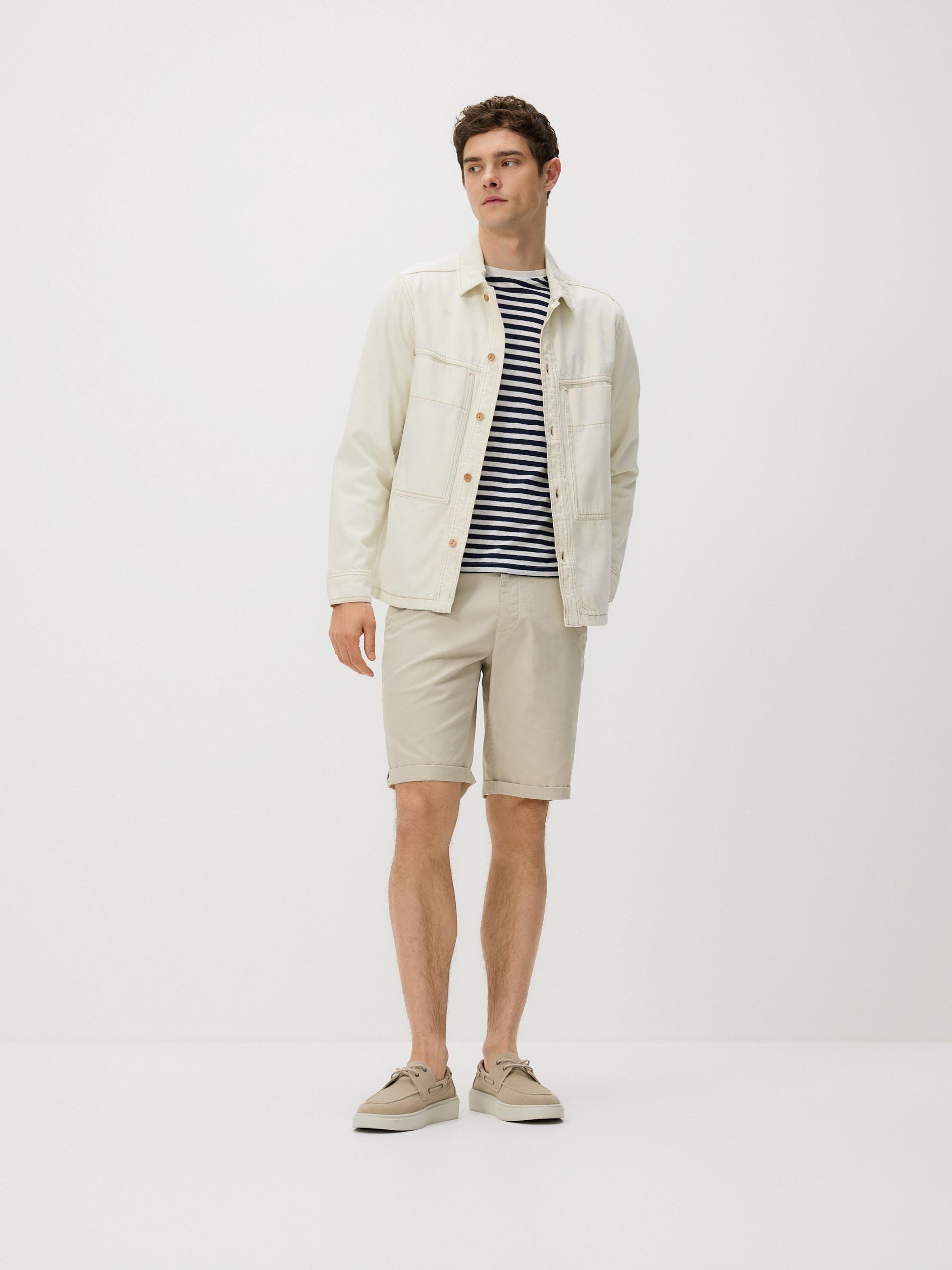 Beige Cotton Rich Chino Shorts, Beige, large image number 1