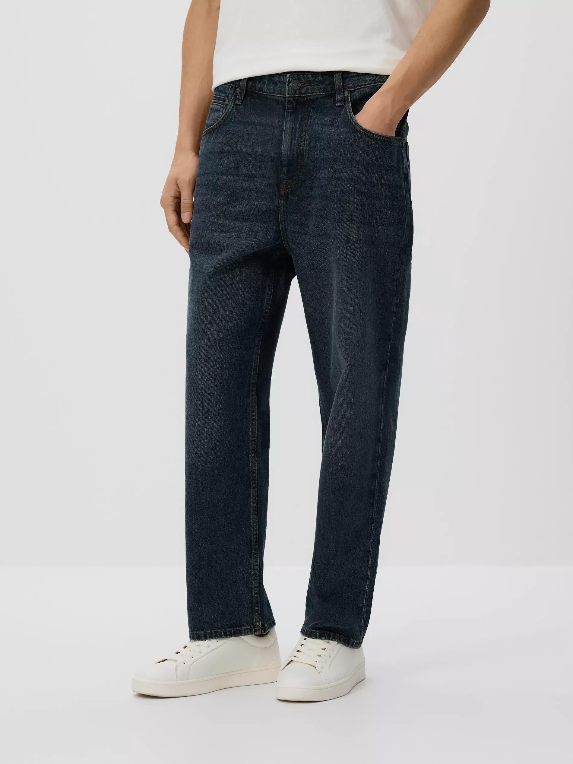 Blue Relaxed Straight Jeans, Blue, large image number 0
