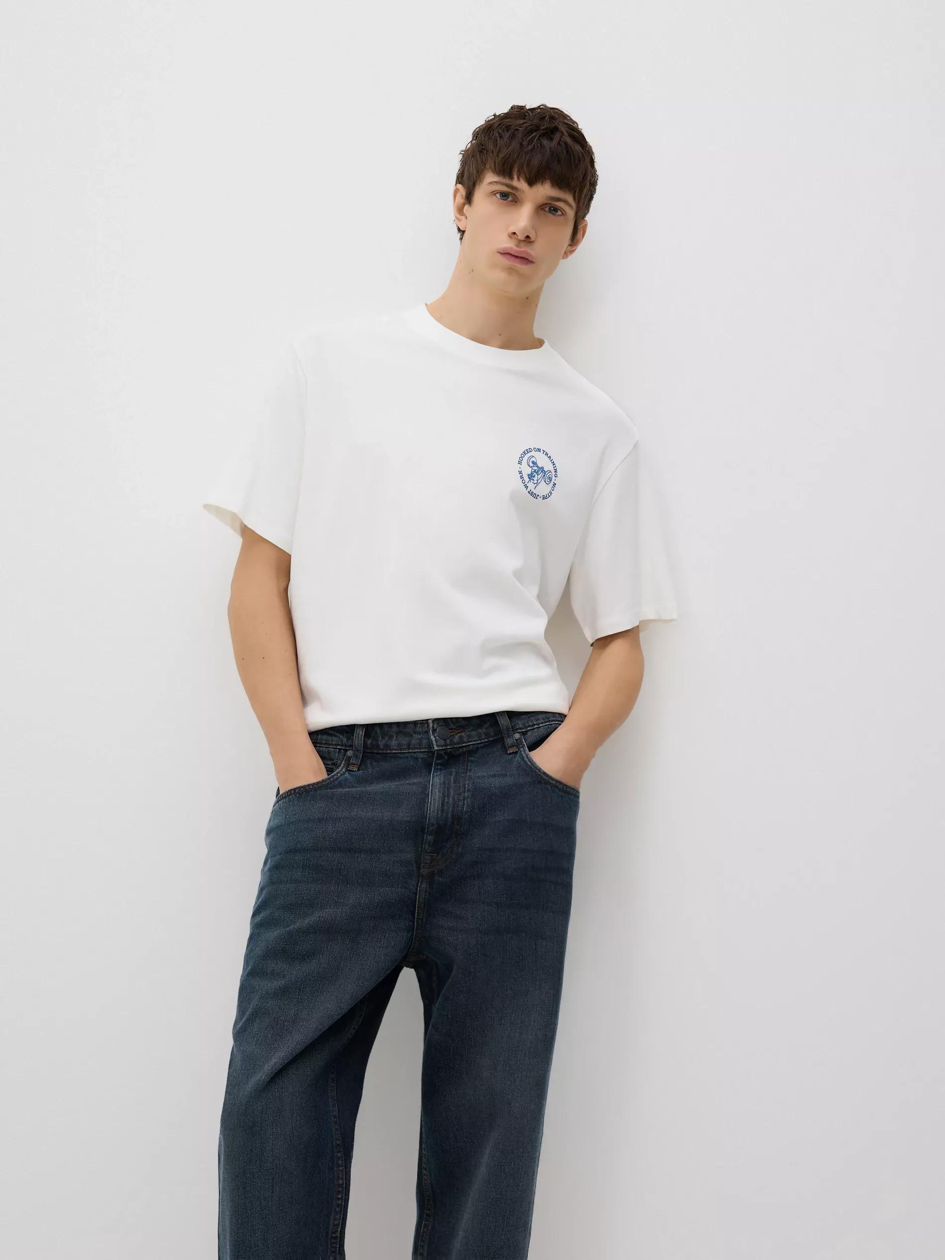 Blue Relaxed Straight Jeans, Blue, medium