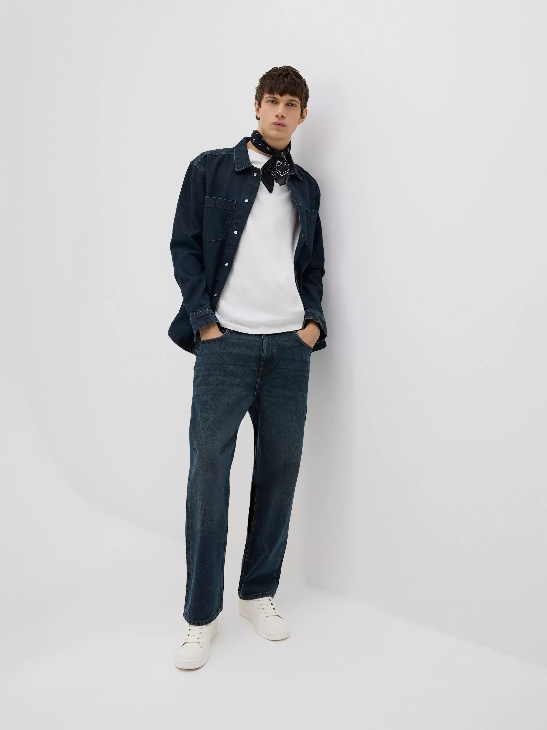 Blue Relaxed Straight Jeans, Blue, large image number 3