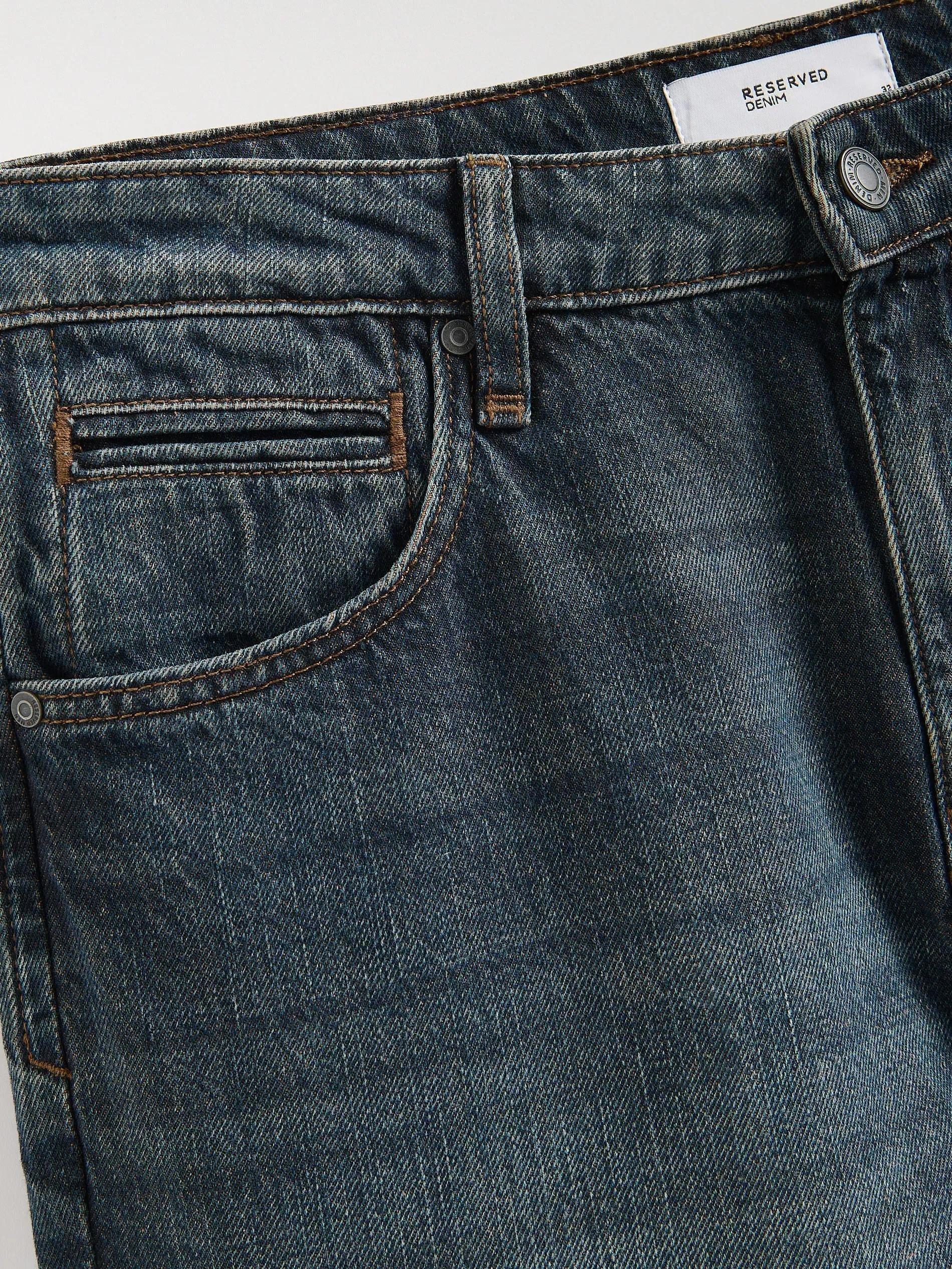 Blue Relaxed Straight Jeans, Blue, large image number 5