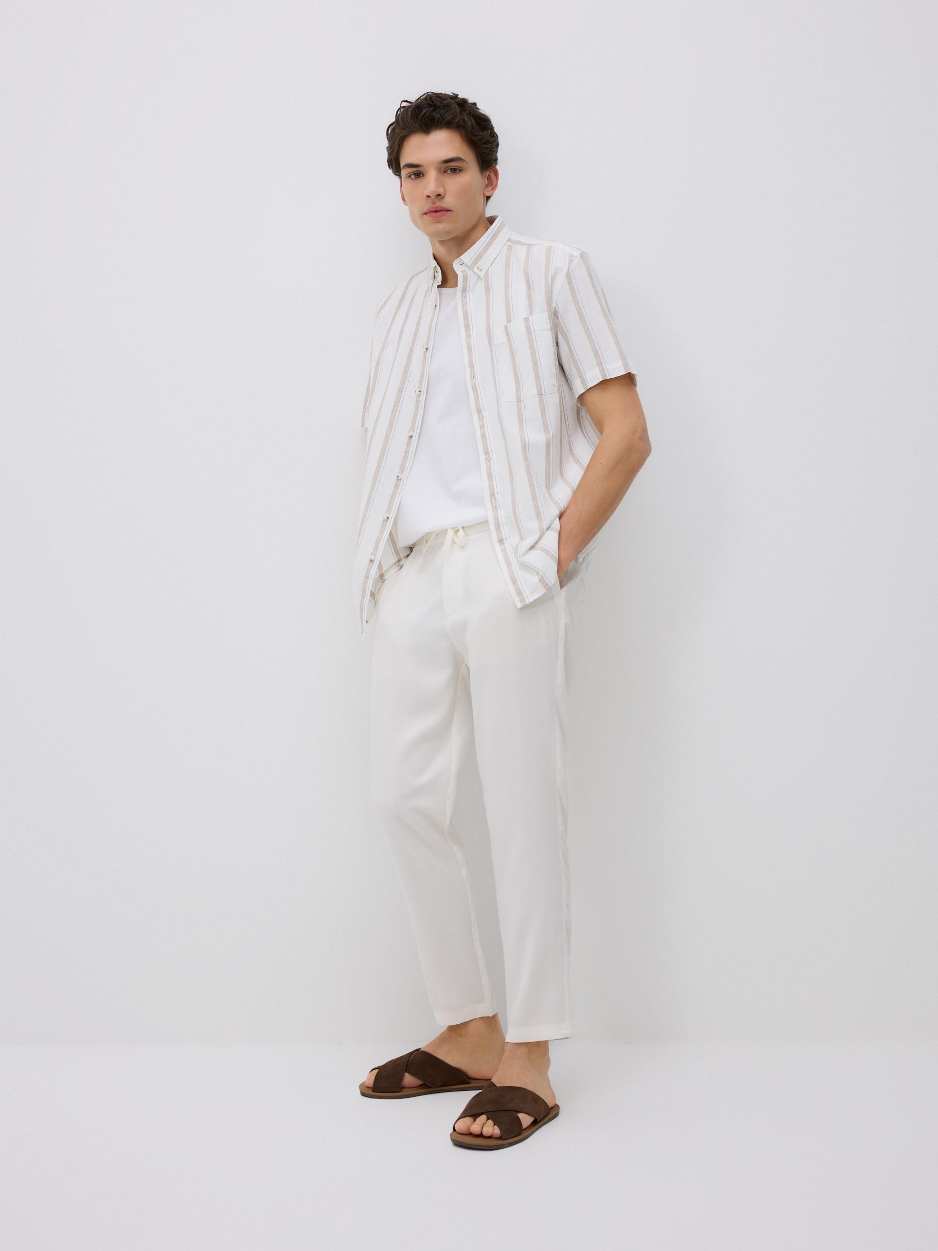 White Lyocell Trousers, White, medium