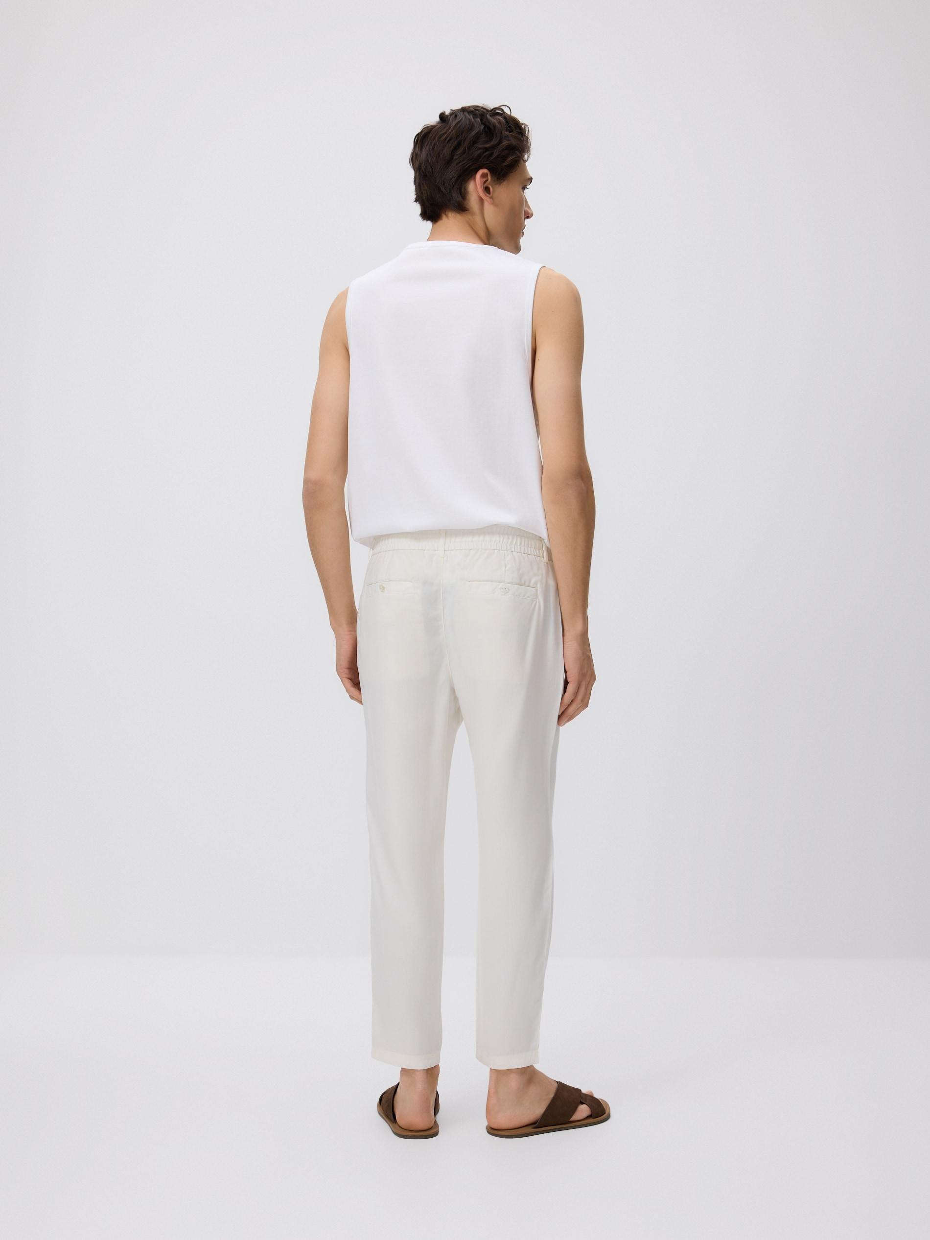 White Lyocell Trousers, White, large image number 3