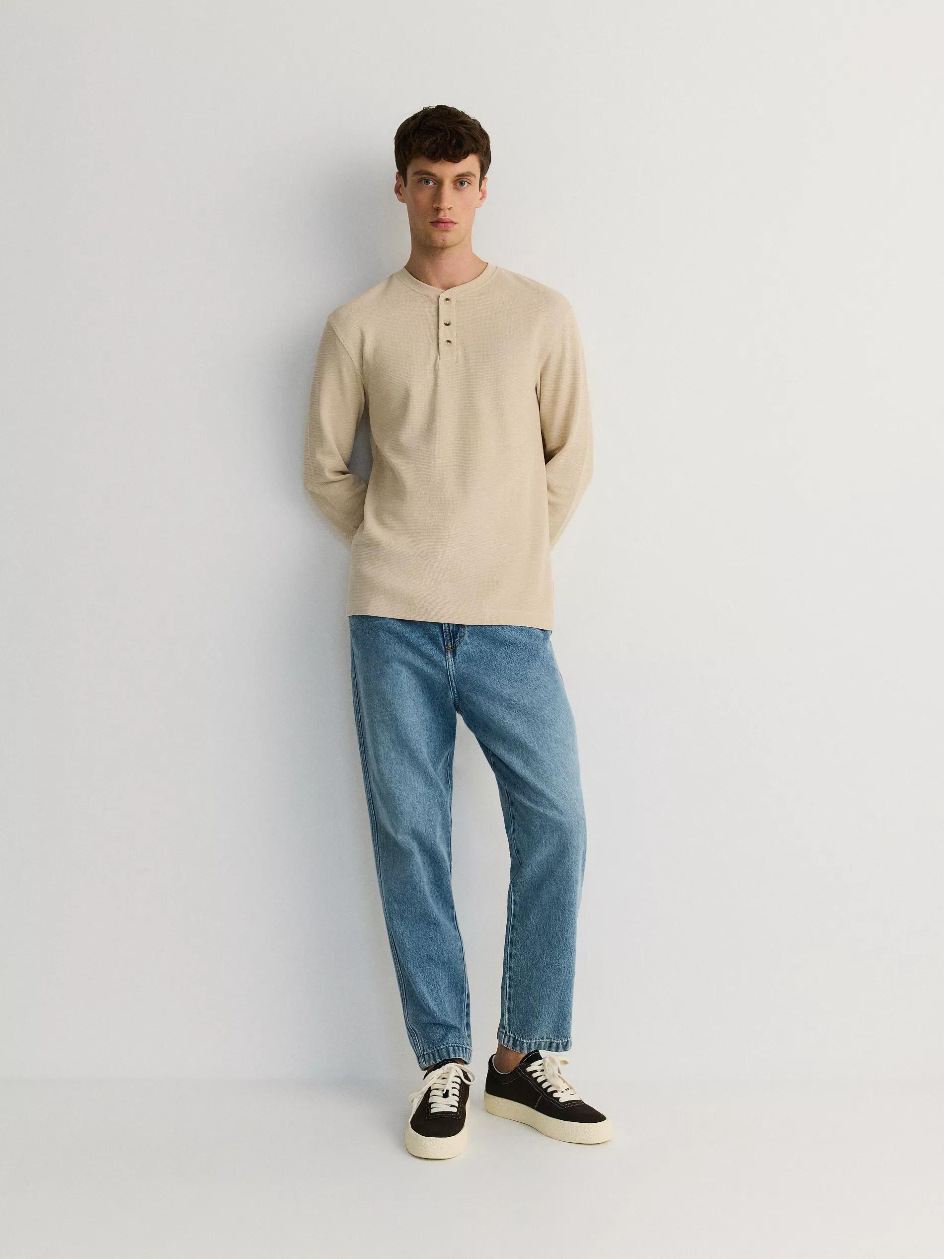 Cream Long-Sleeved Cotton Shirt, , large image number 1