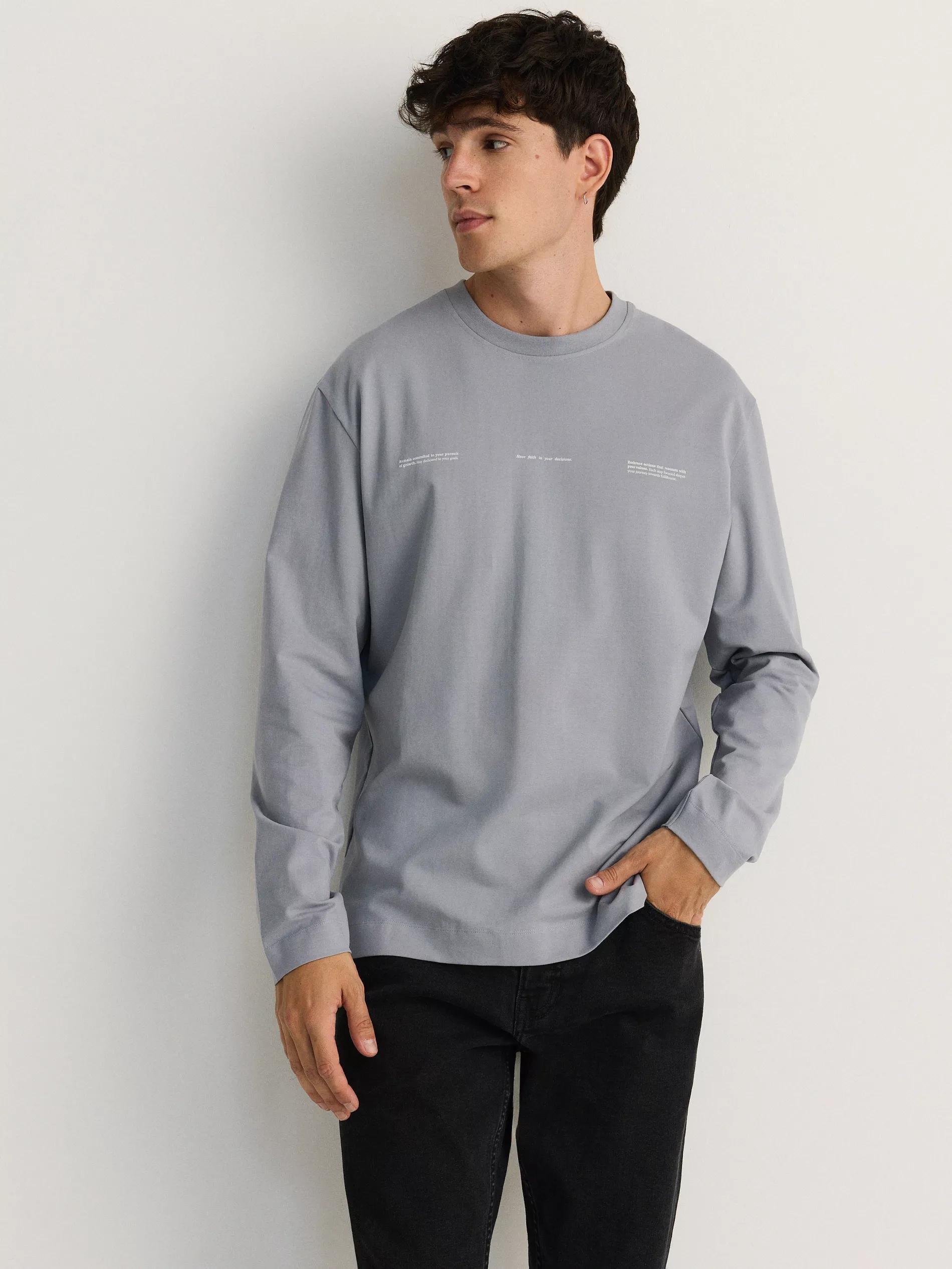 Blue Long-Sleeved Shirt In Regular Fit With Print, , large image number 0