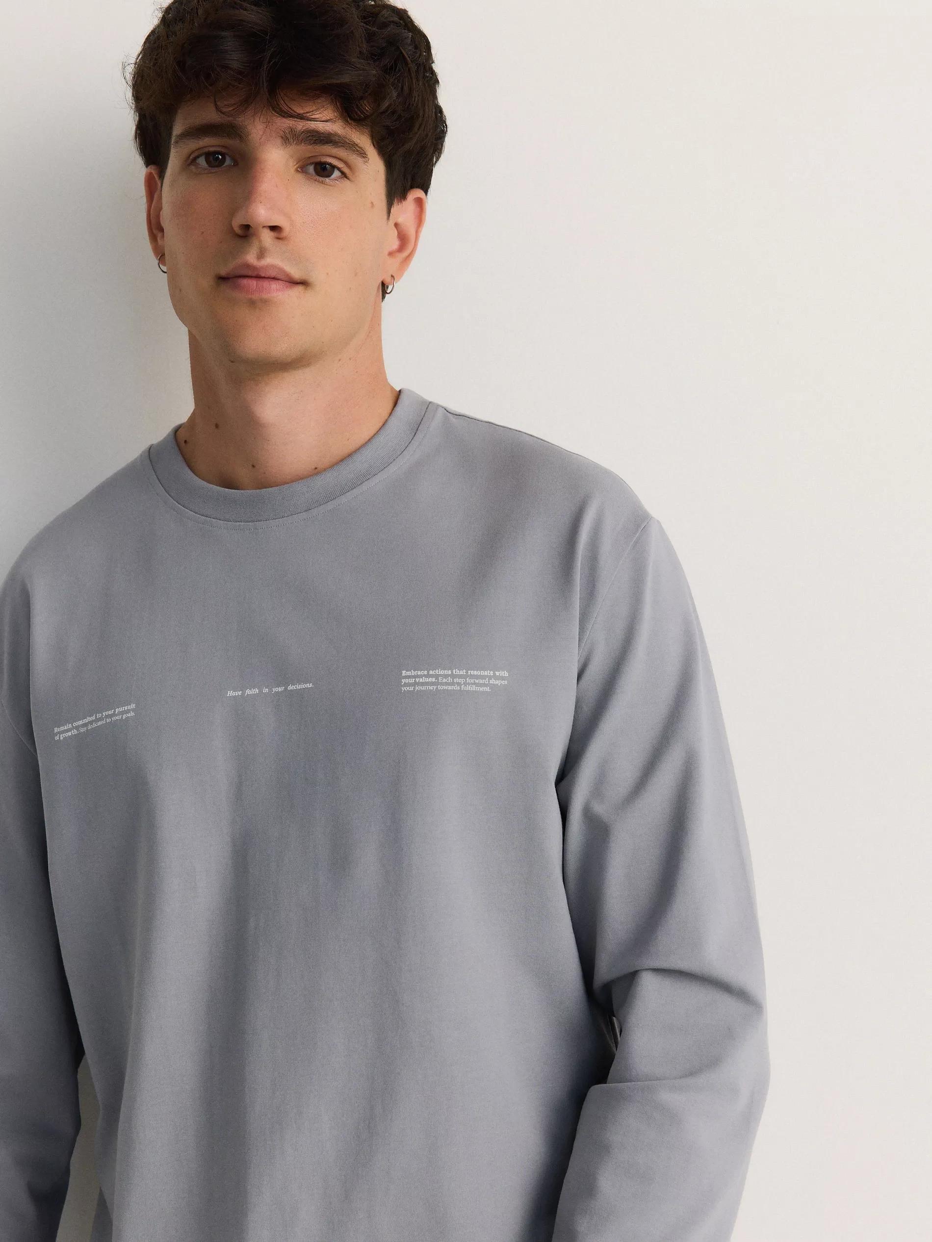 Blue Long-Sleeved Shirt In Regular Fit With Print, , large image number 1