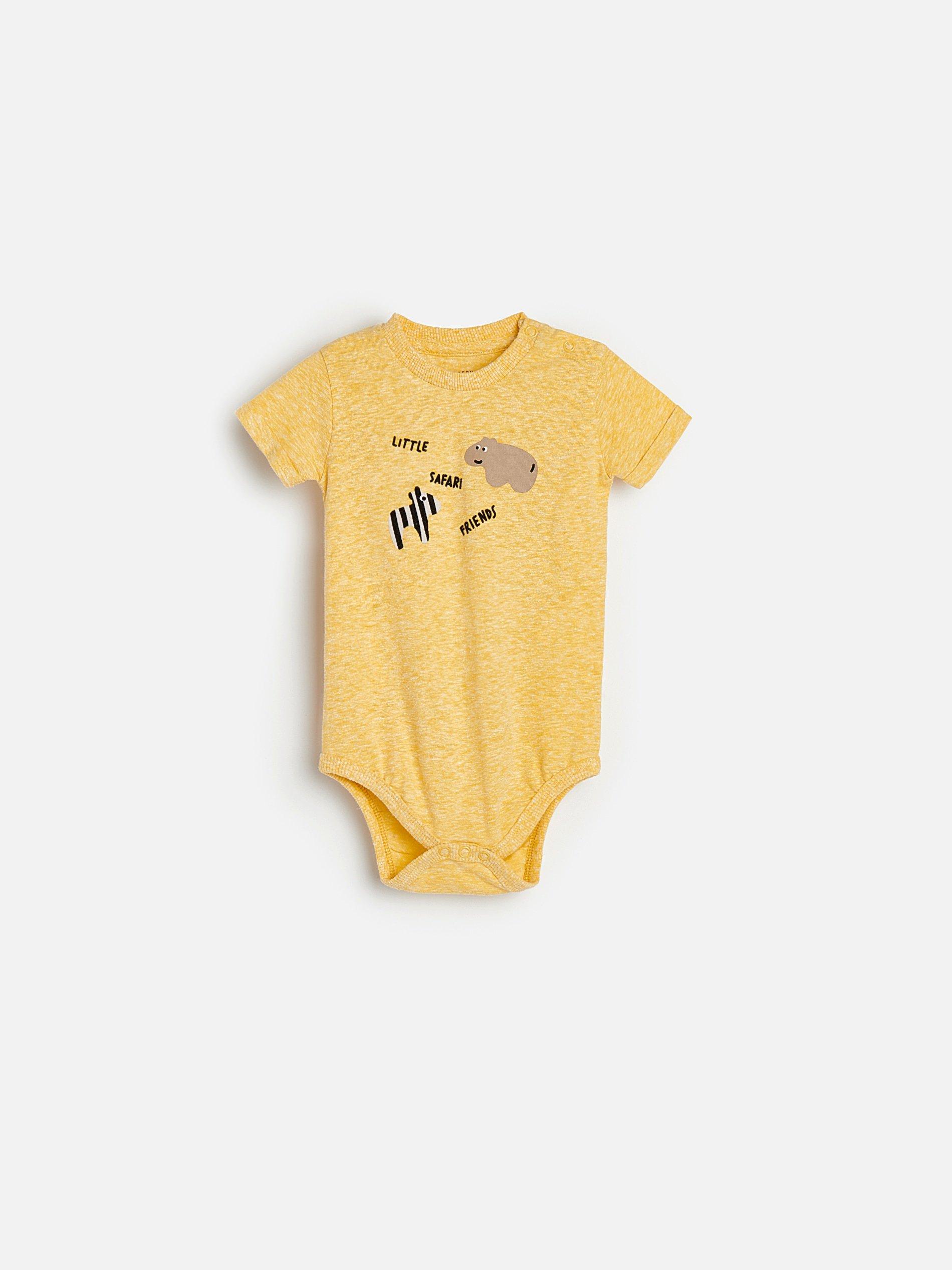 Yellow Melange Bodysuit, Kids Boys, , large image number 0