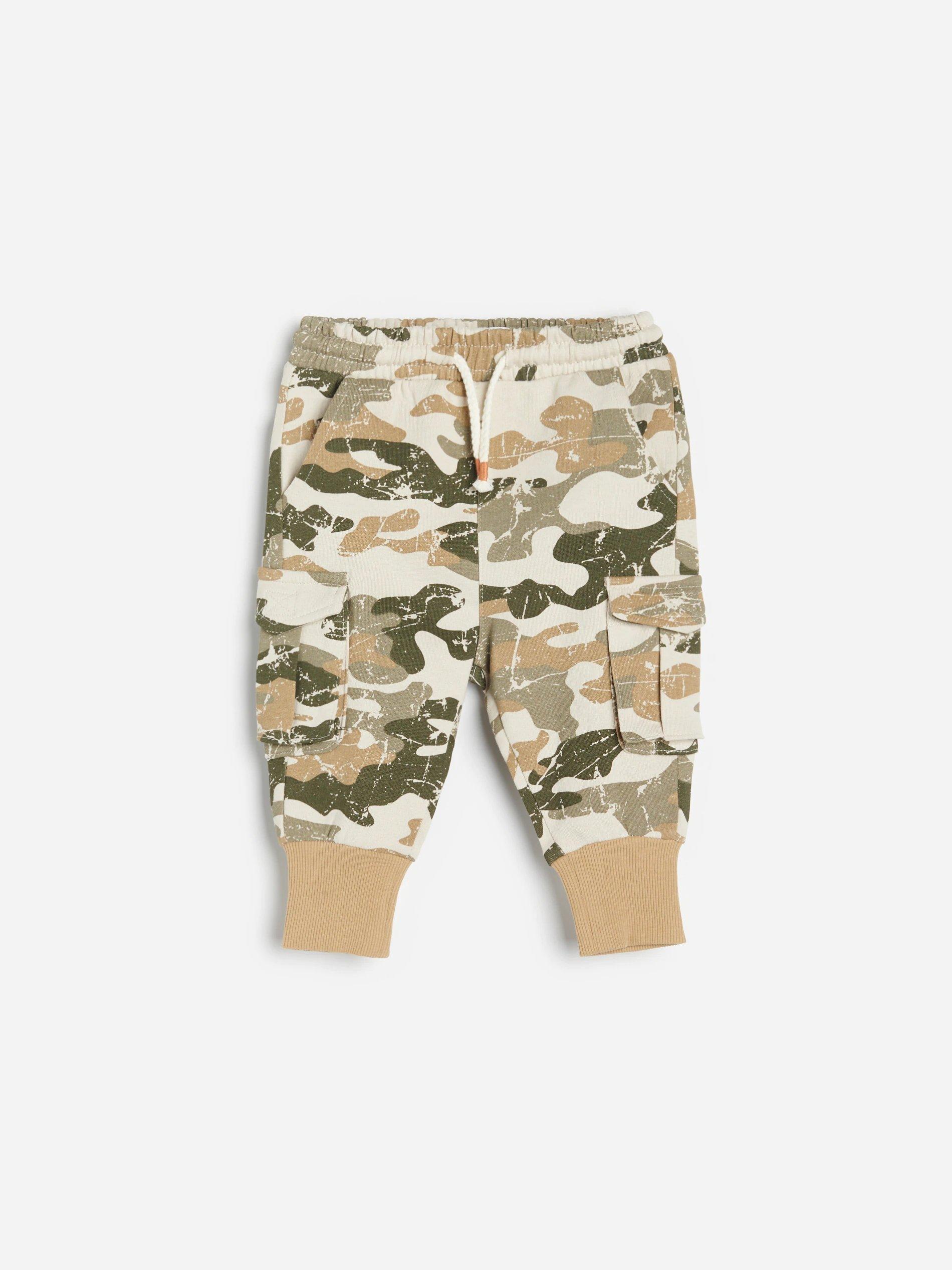 Beige Camo Sweatpants, Kids Boys, , large image number 0