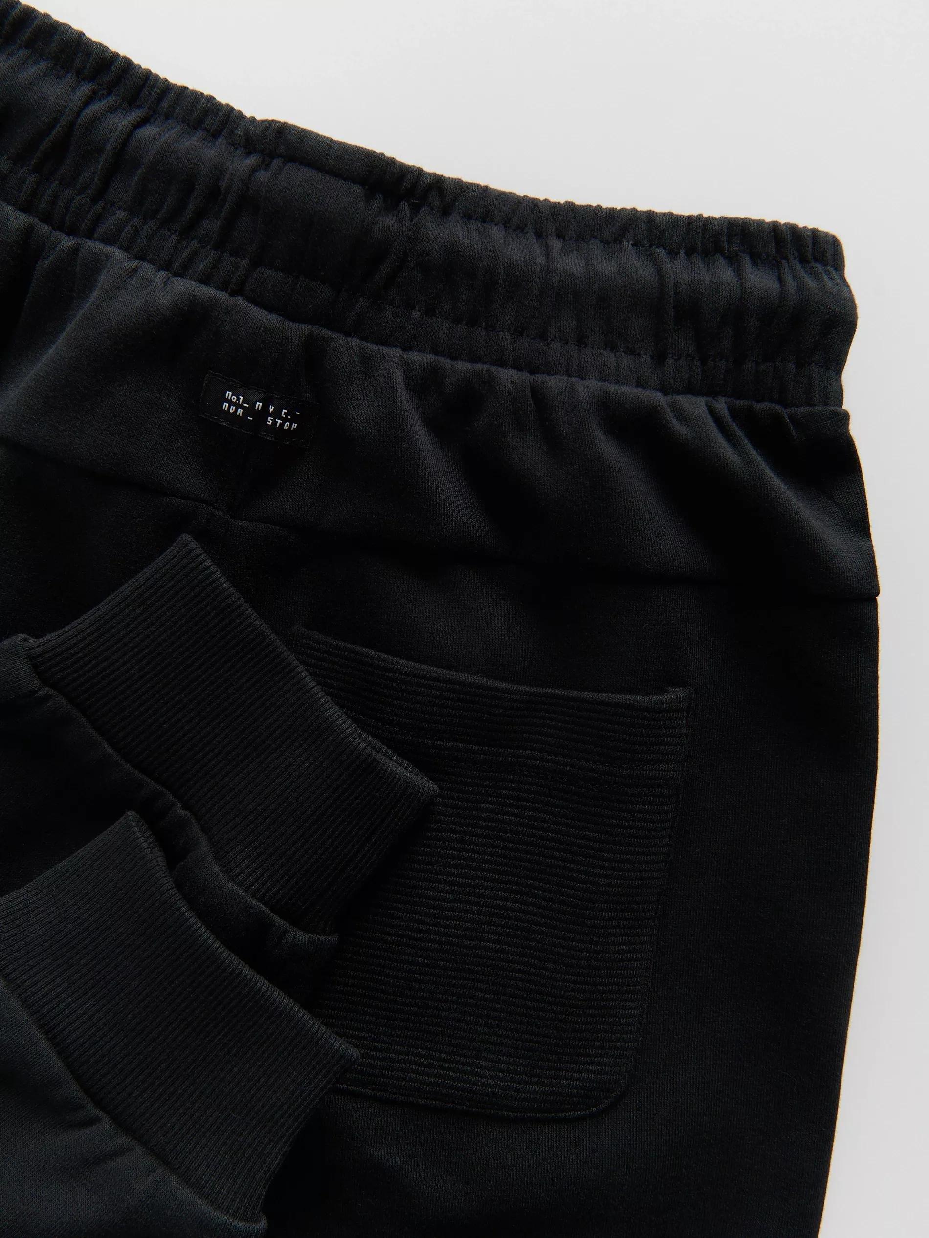 Black Cotton Jogger Pants, , large image number 2