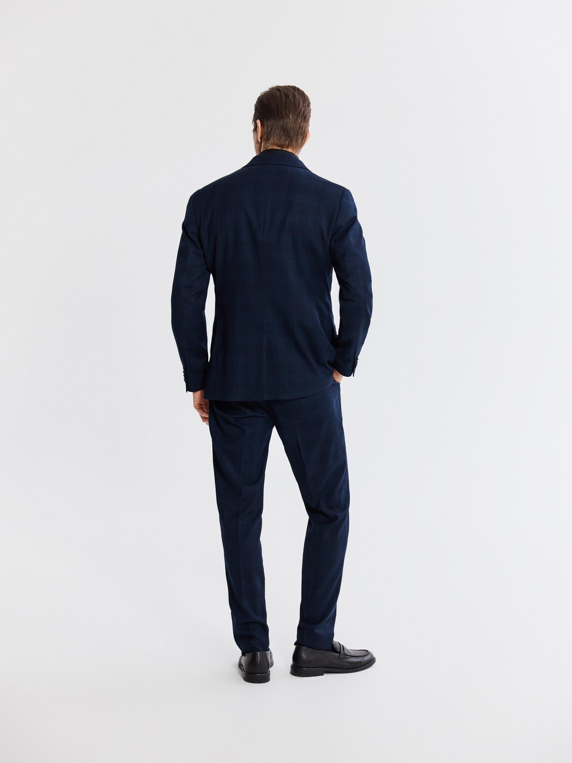 Navy Check Slim Fit Blazer, Navy, large image number 3