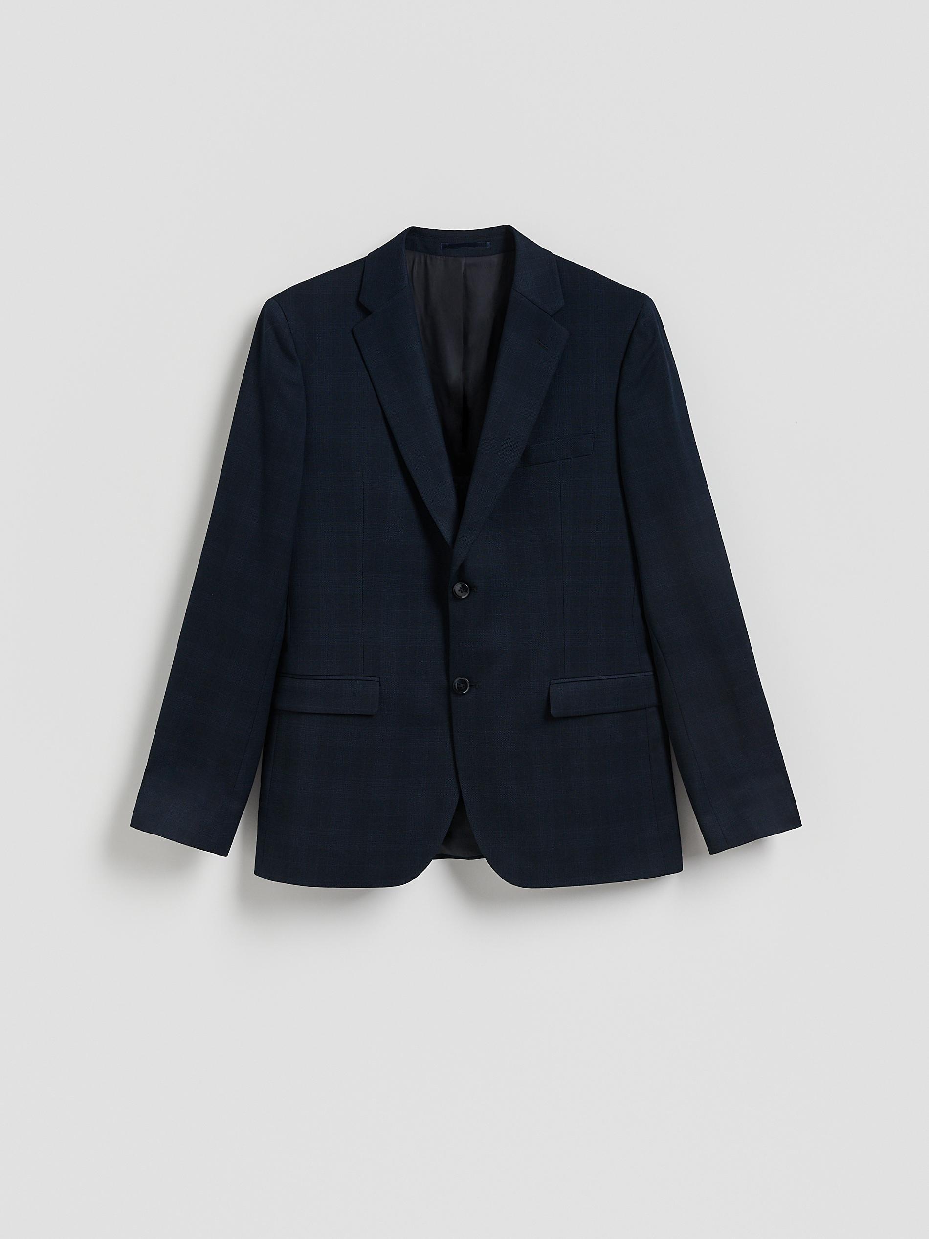 Navy Check Slim Fit Blazer, Navy, large image number 4