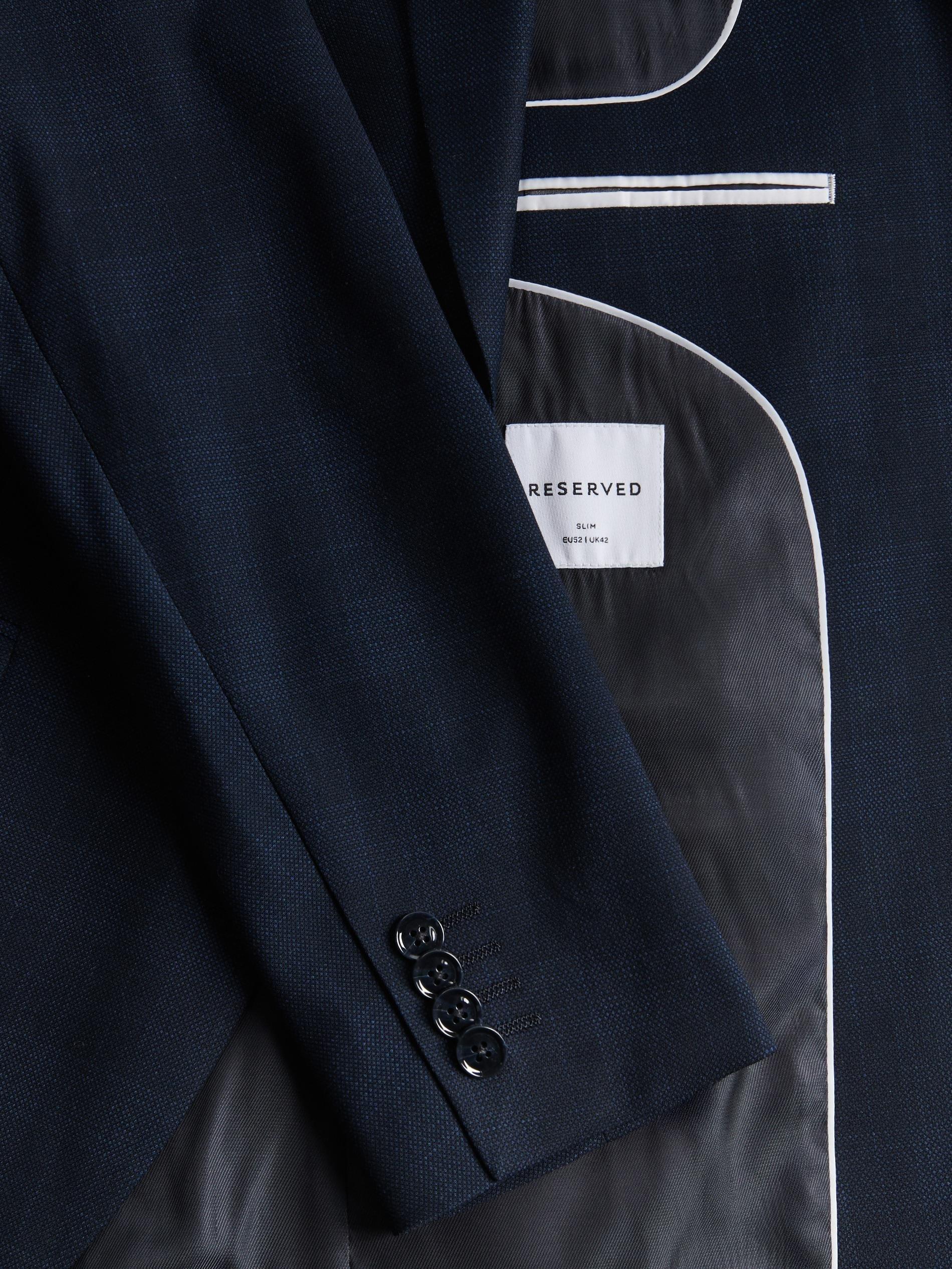 Navy Check Slim Fit Blazer, Navy, large image number 5