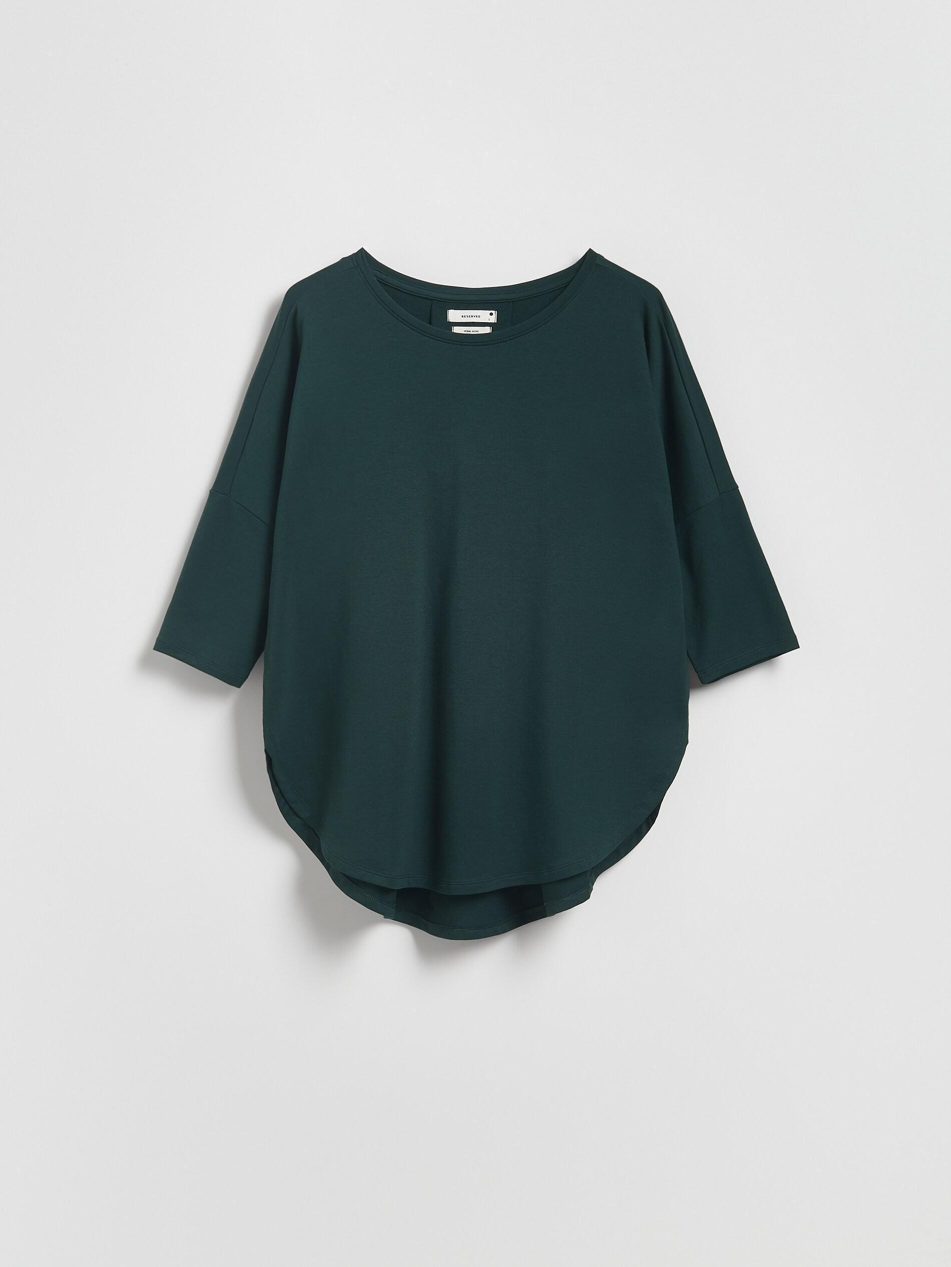 Dark Green Modal Rich Long Sleeve T-Shirt, Khaki, large image number 4