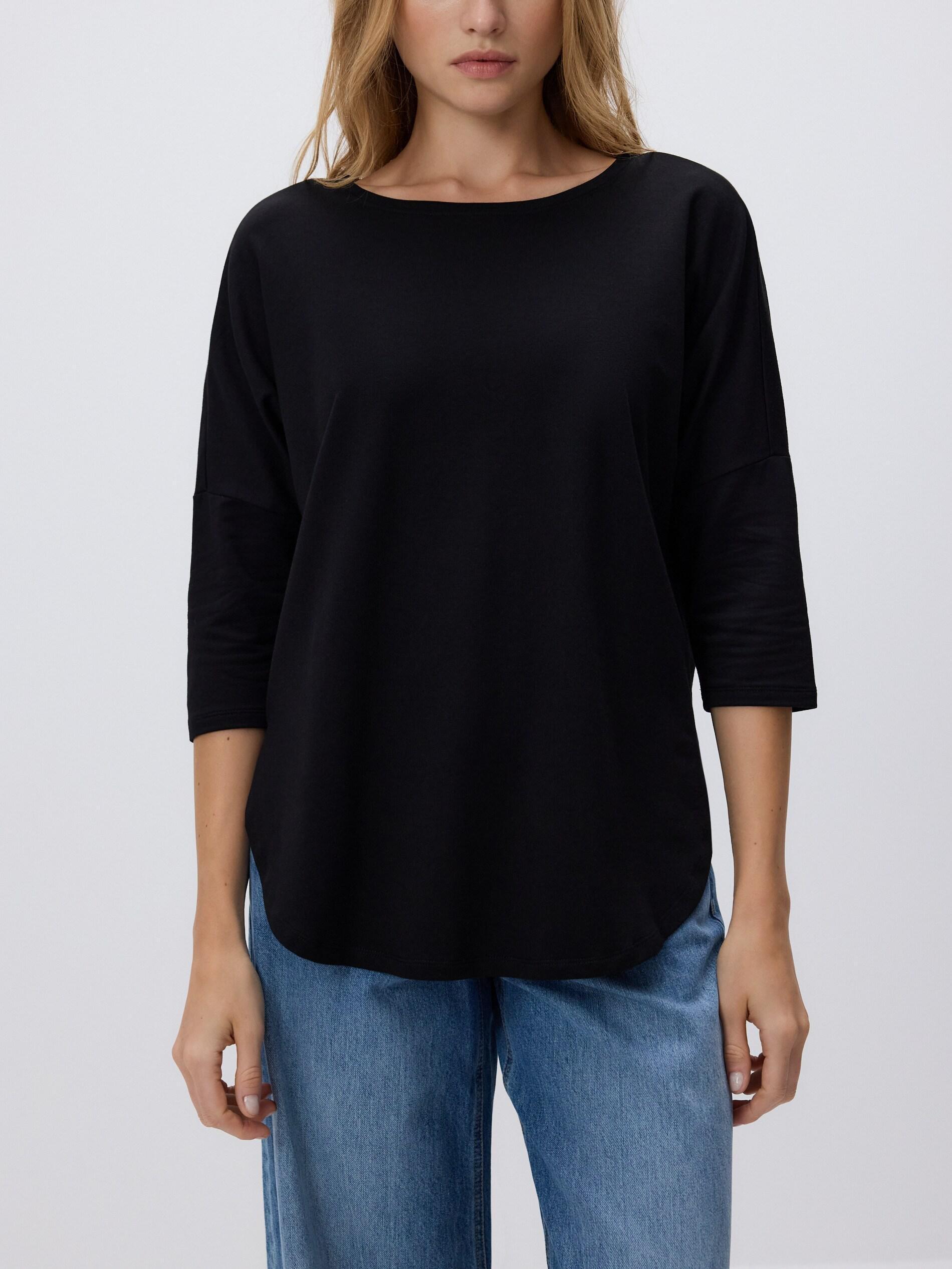 Black Modal Rich Long Sleeve T-Shirt, Black, large image number 2