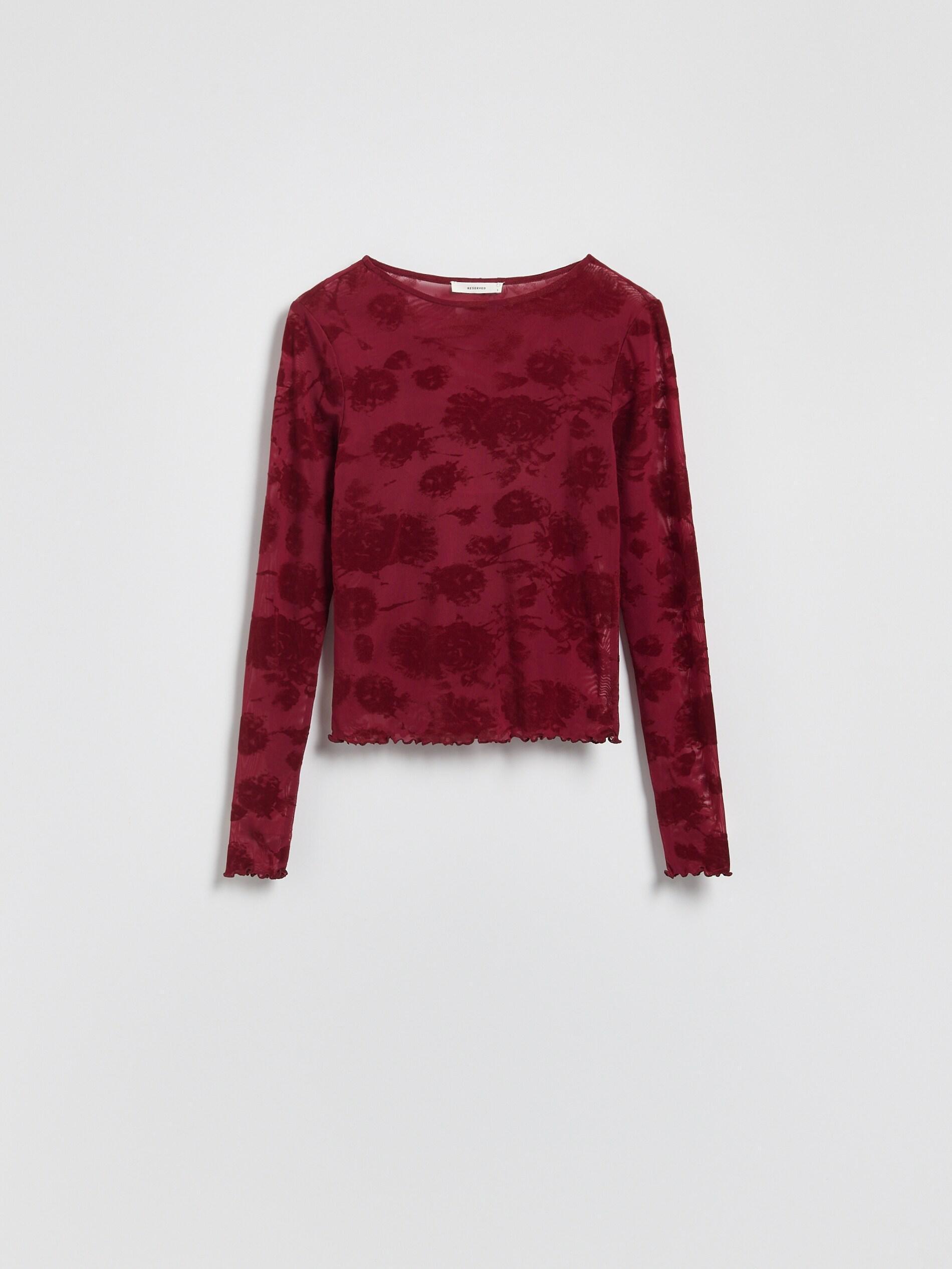 Brown Floral Blouse, Burgundy, large image number 4