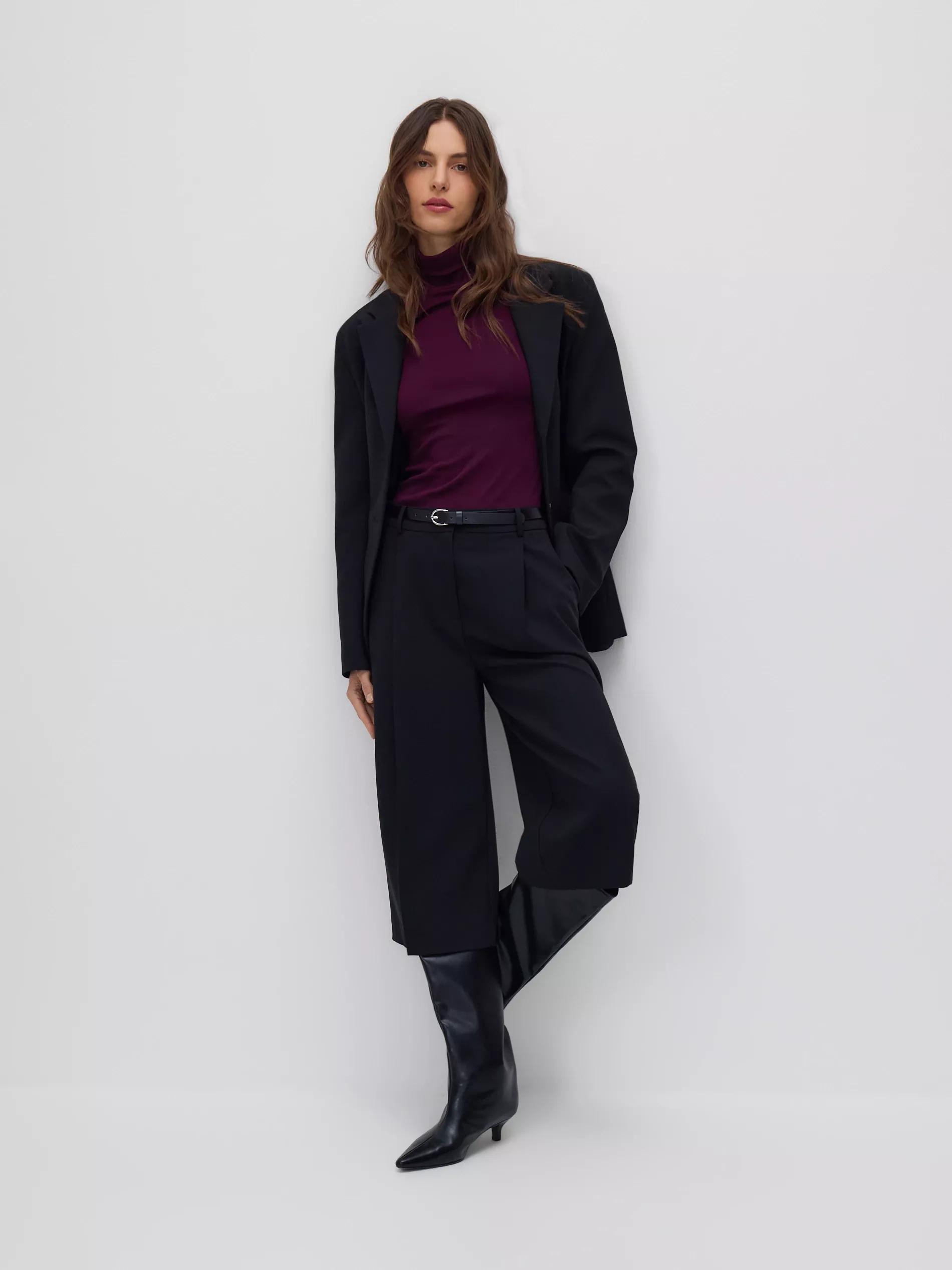 Maroon Cotton Rich Turtleneck, Burgundy, large image number 1