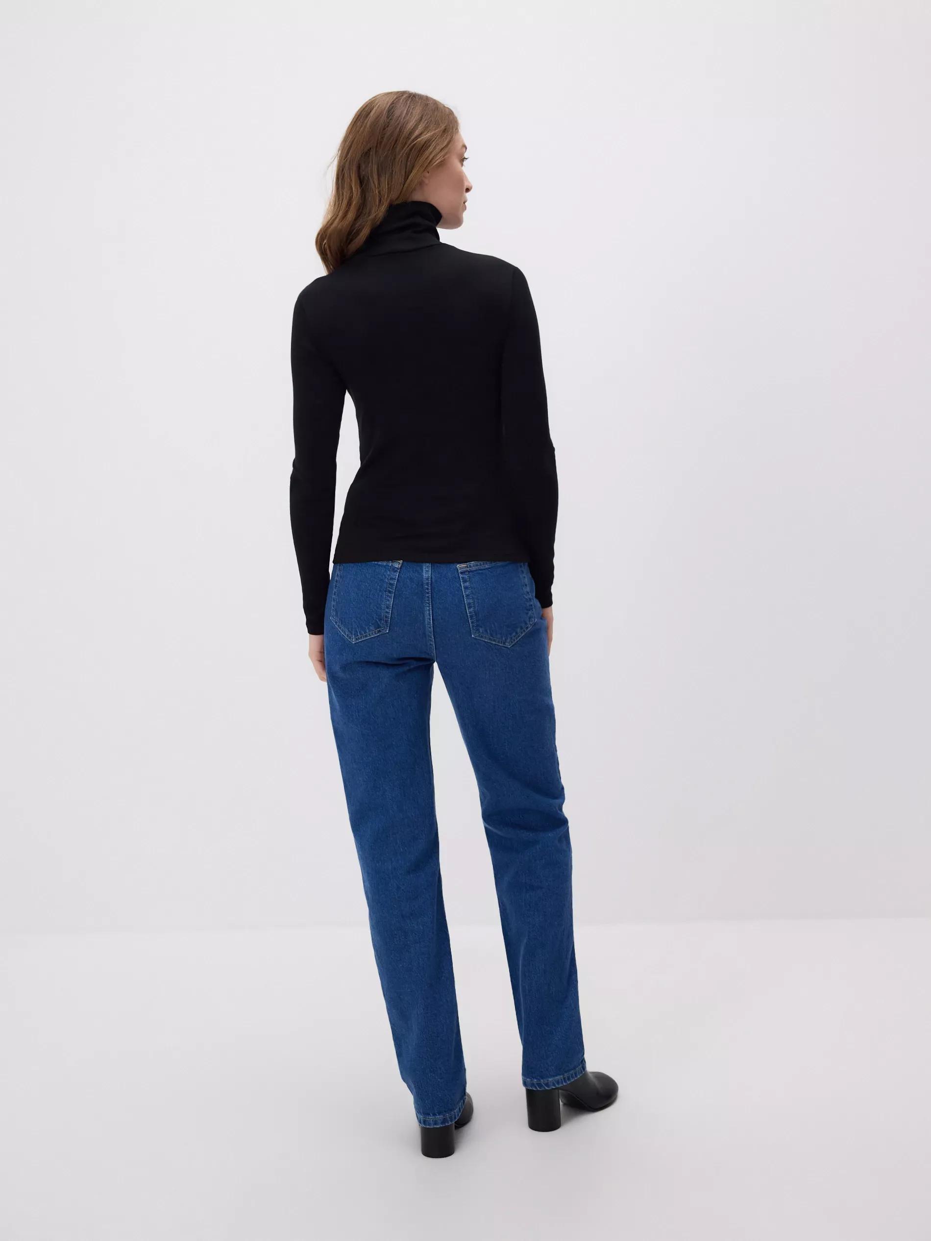 Black Cotton Rich Turtleneck, Black, large image number 2