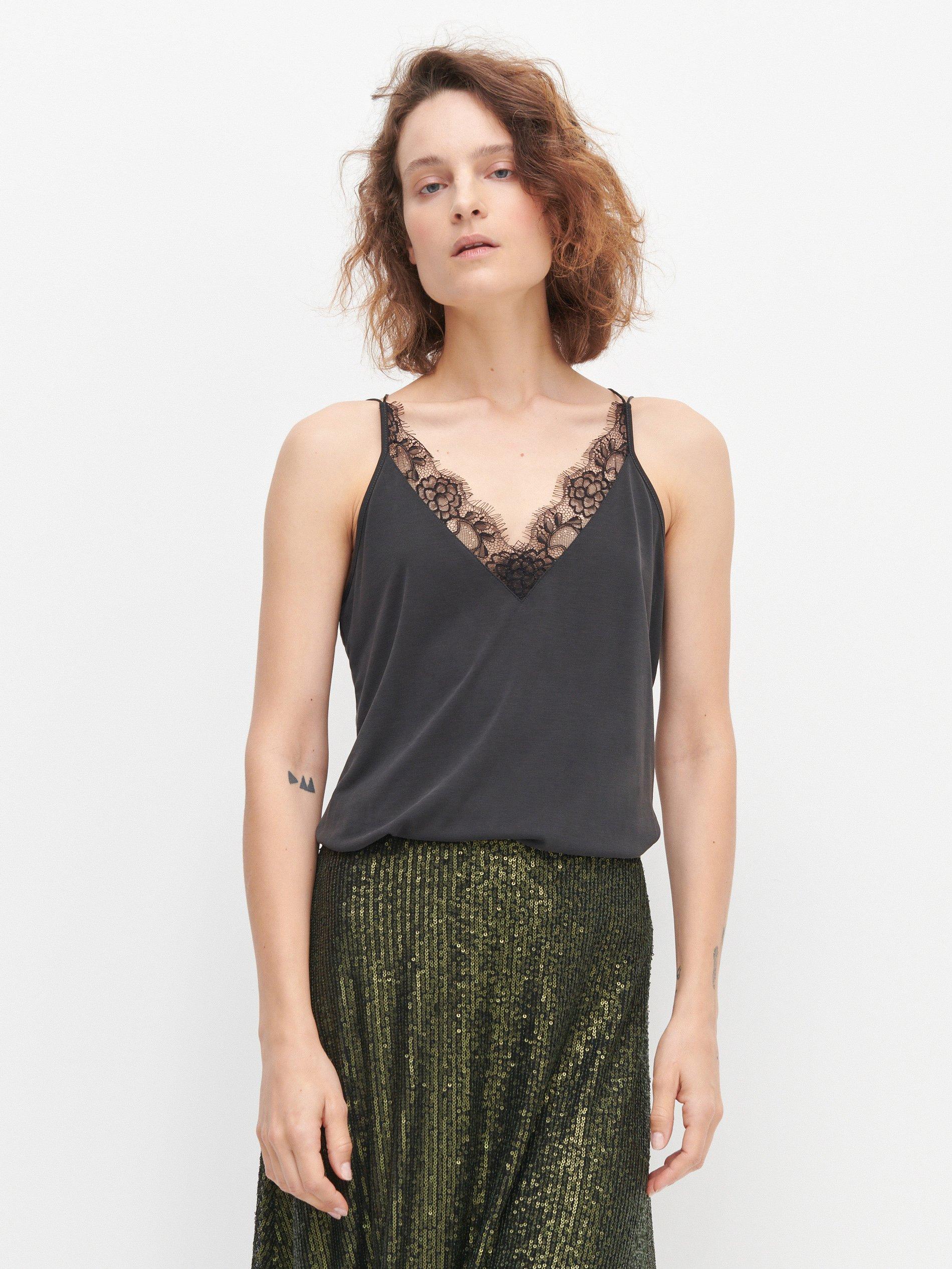 Black Top With Lace, Women, , large image number 0
