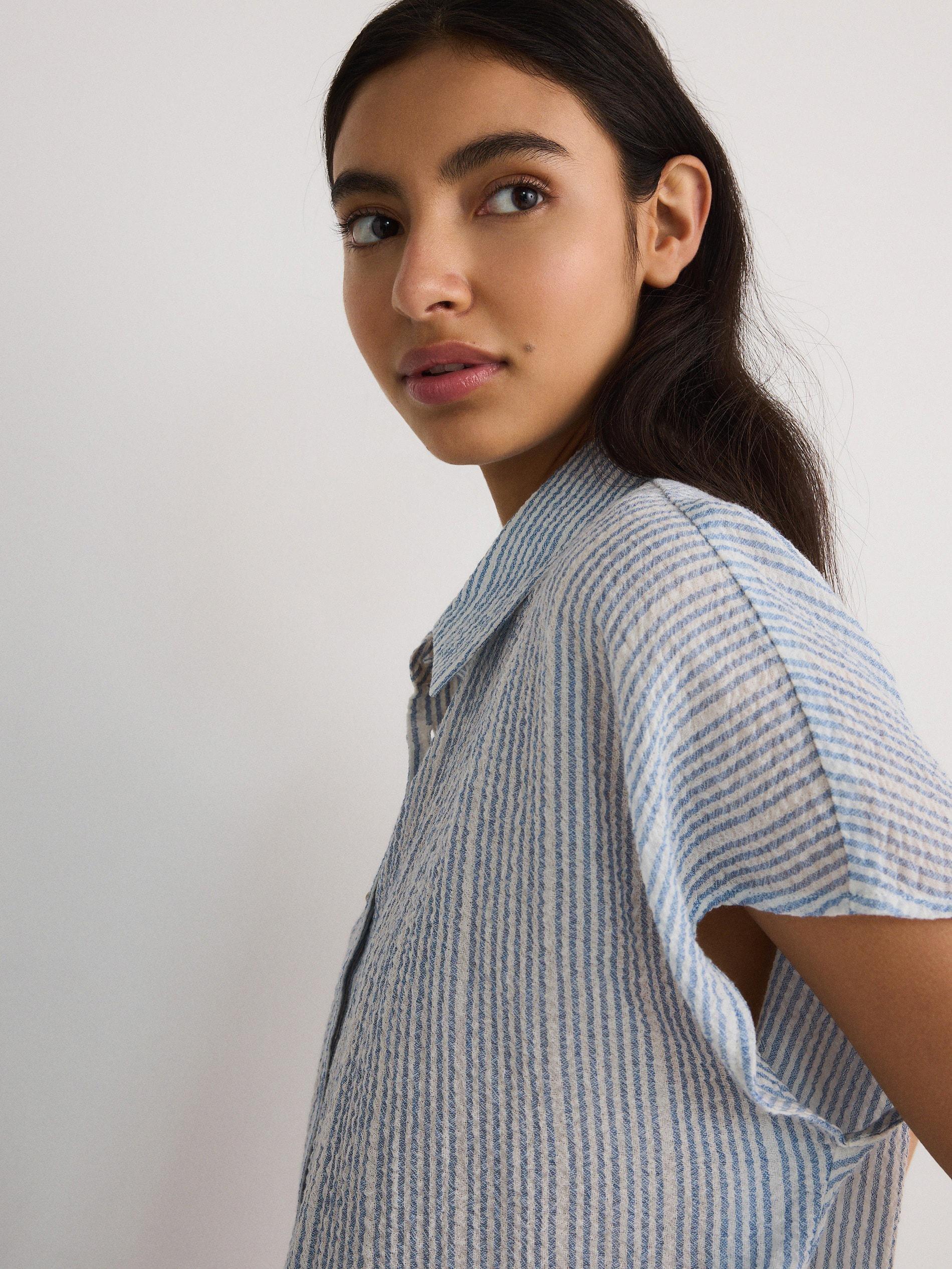 Blue Tie Hem Shirt, , large image number 3