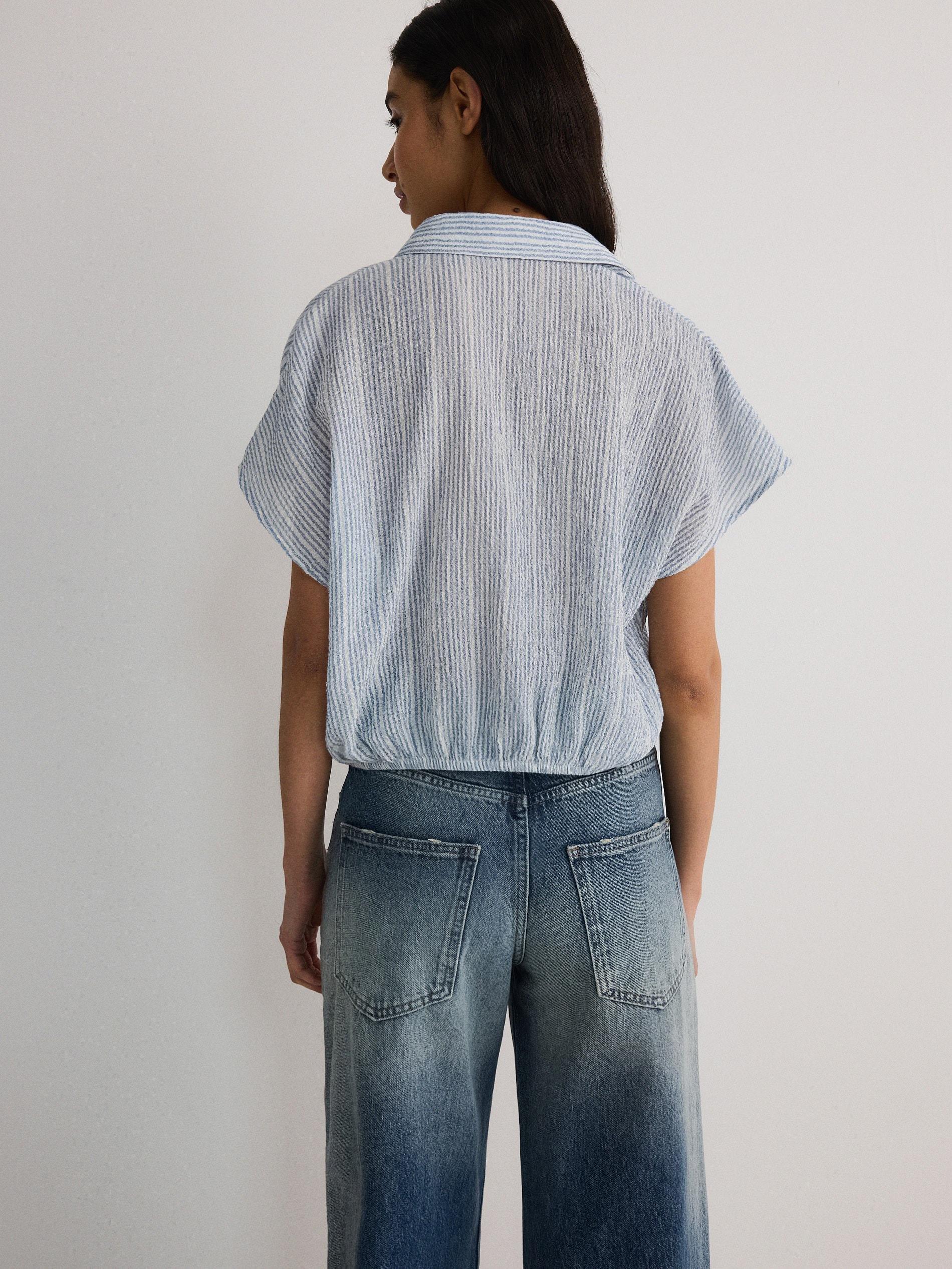 Blue Tie Hem Shirt, , large image number 4