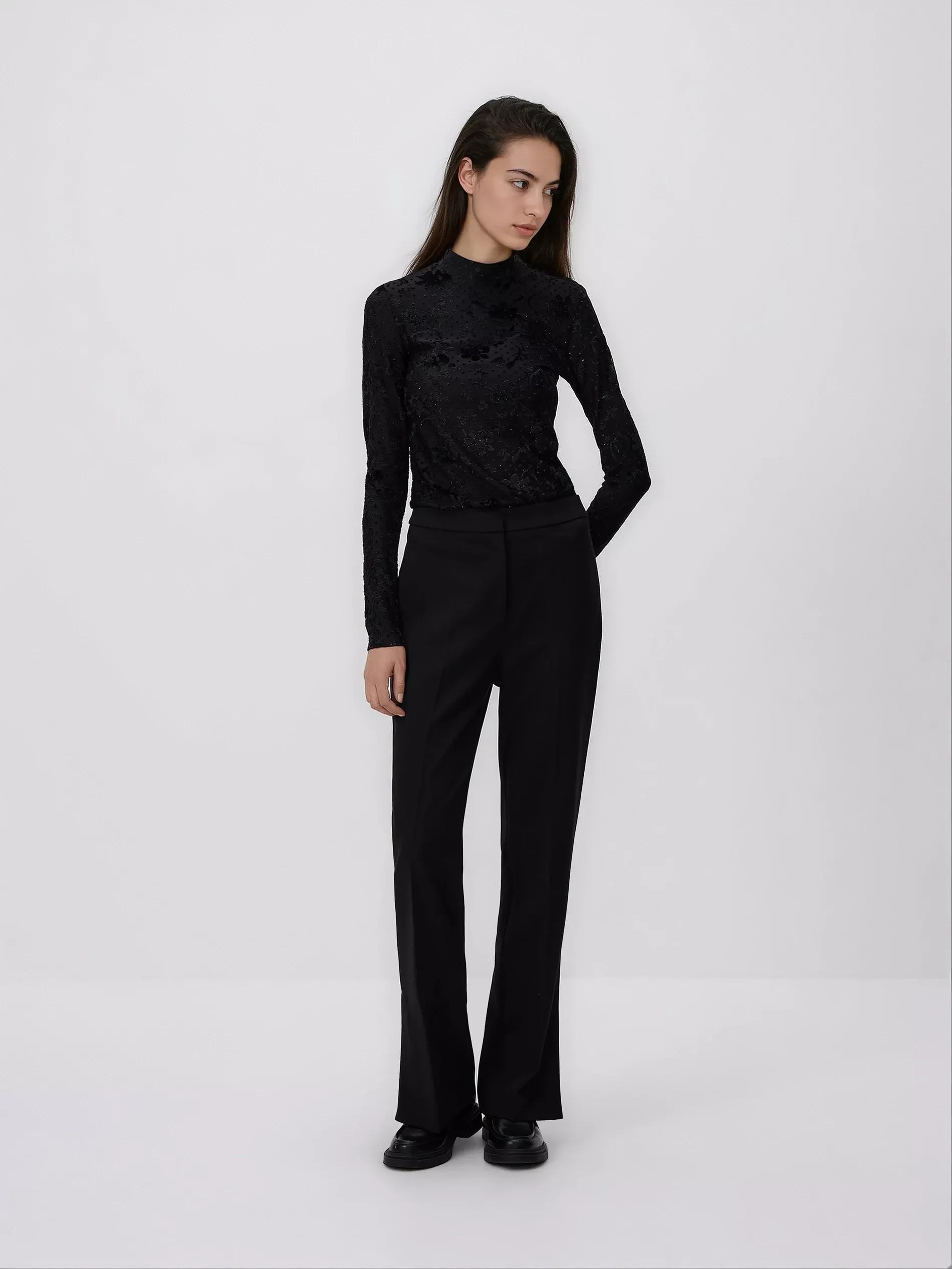 Black Turtleneck Blouse, Black, medium