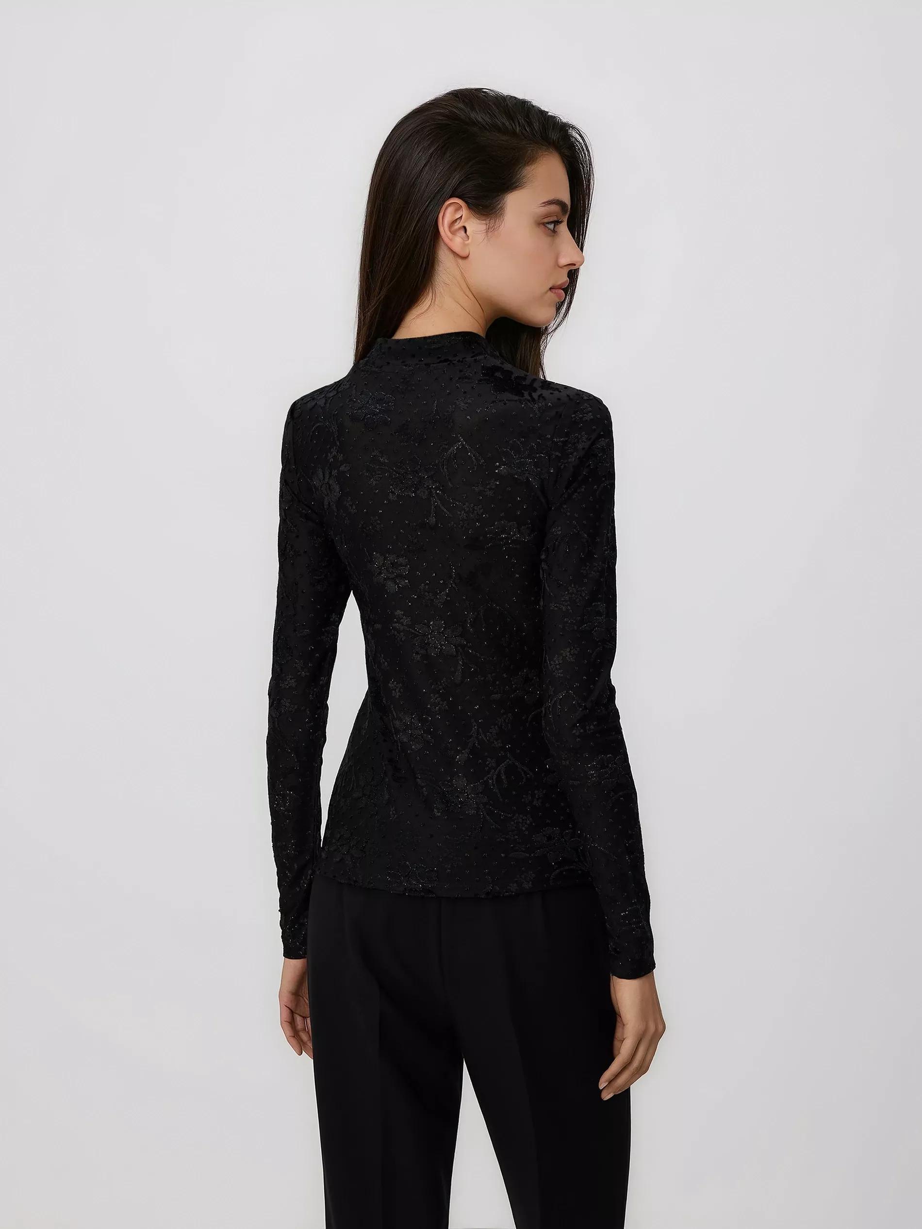 Black Turtleneck Blouse, Black, medium