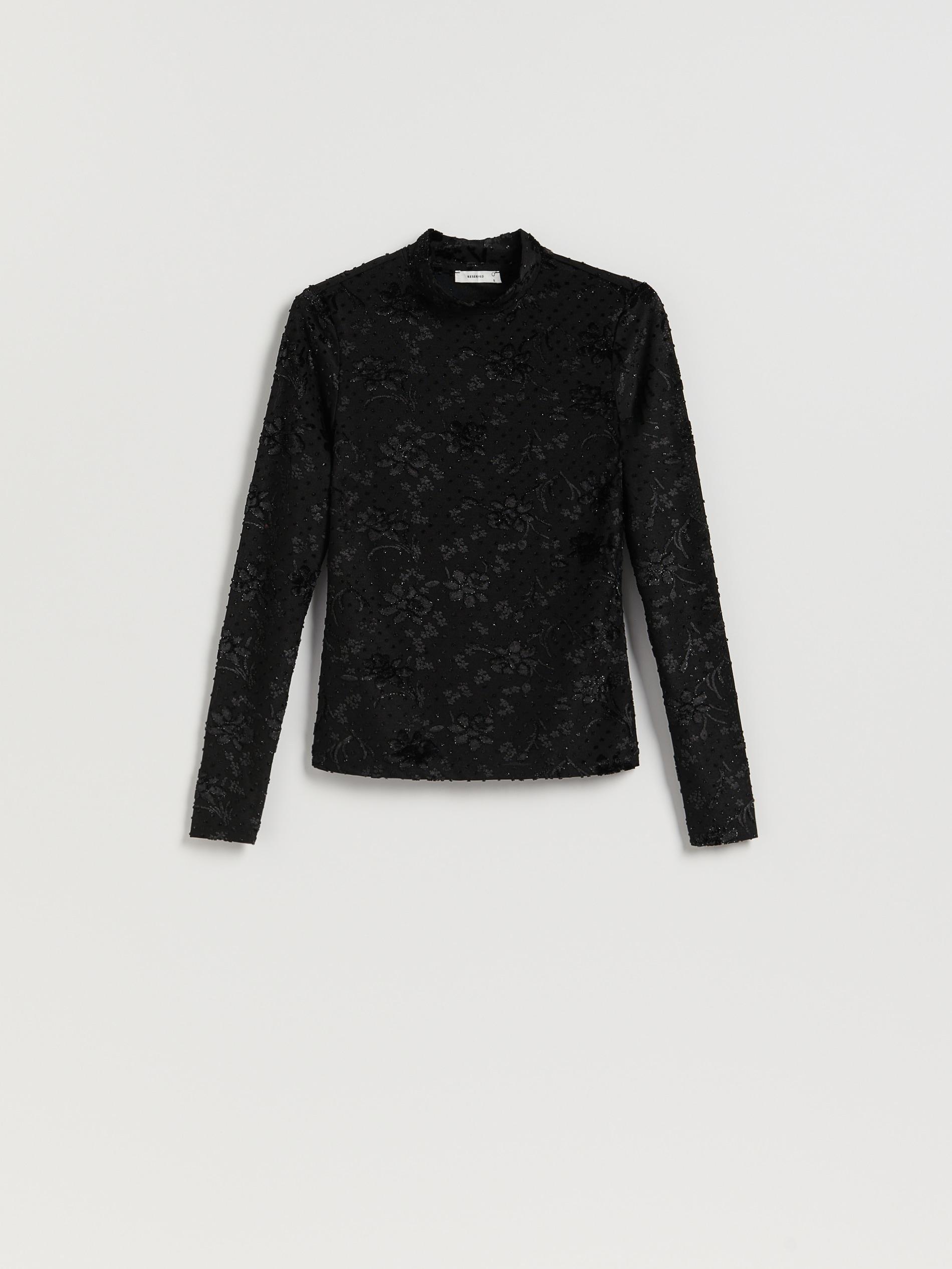 Black Turtleneck Blouse, Black, large image number 4