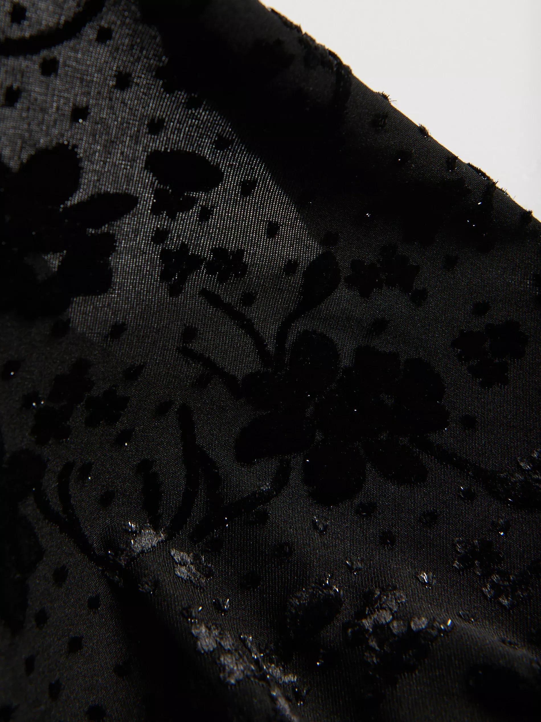 Black Turtleneck Blouse, Black, large image number 5