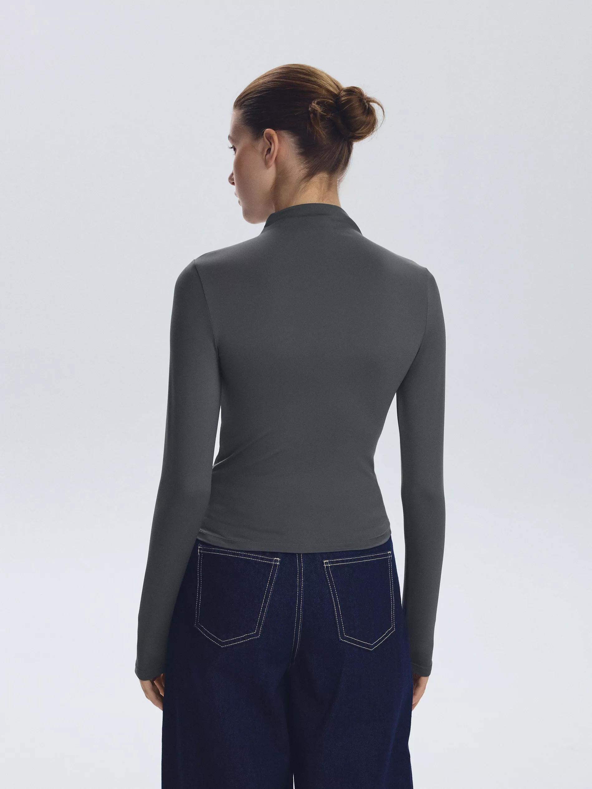 Grey Long-Sleeve With Stand-Up Collar, Grey, large image number 1