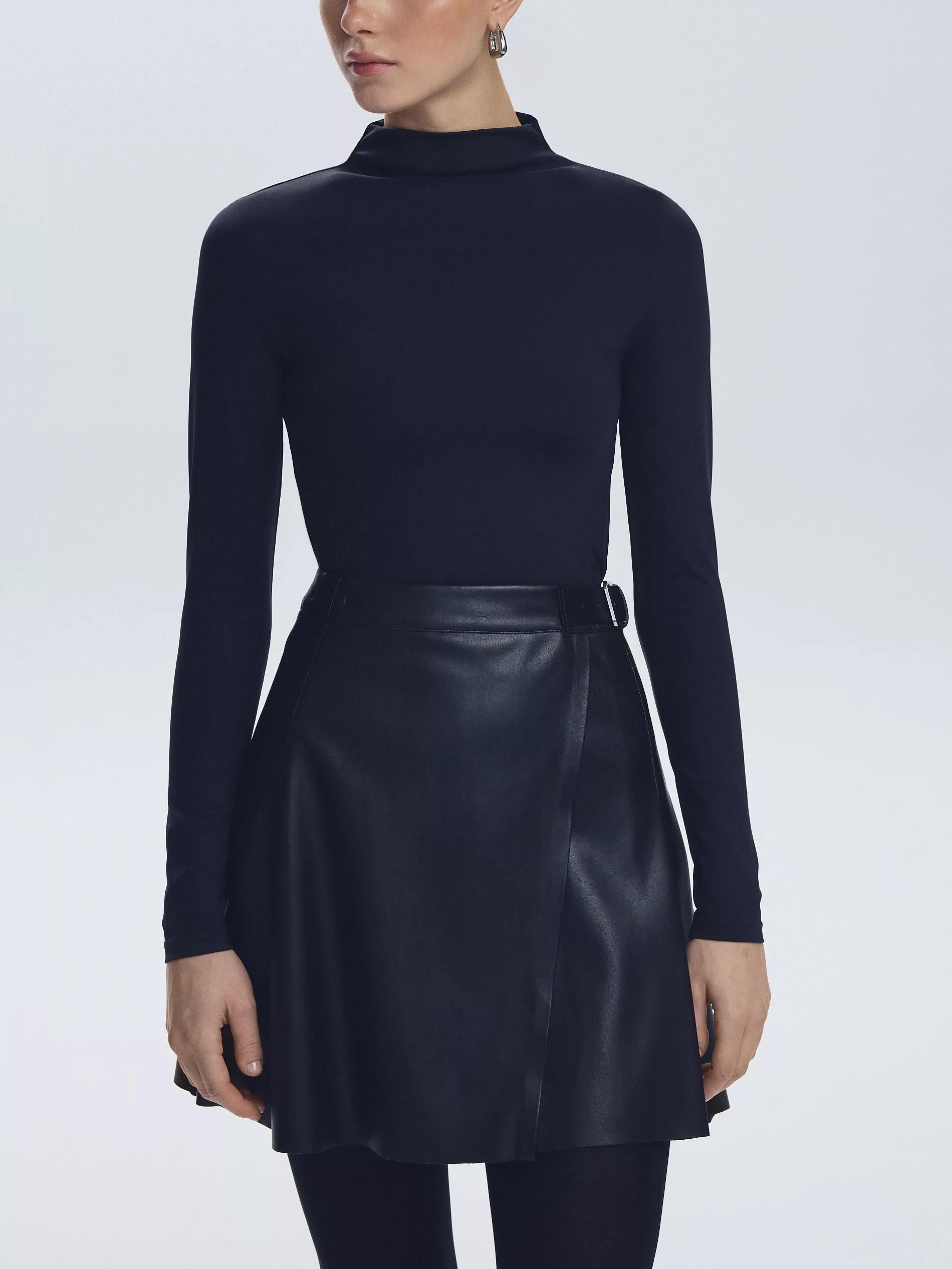 Black Long-Sleeve With Stand-Up Collar, Black, medium