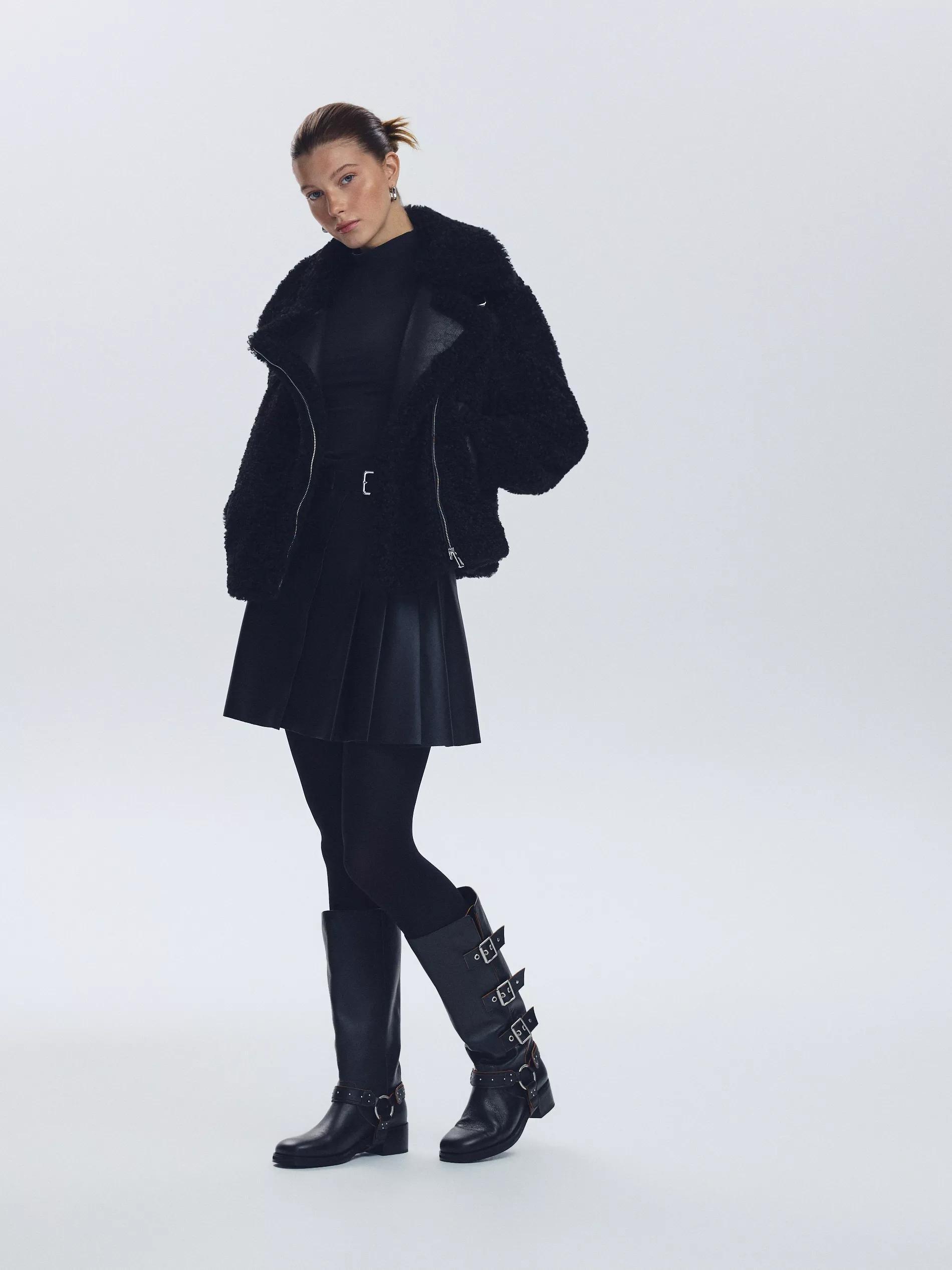 Black Long-Sleeve With Stand-Up Collar, Black, large image number 3