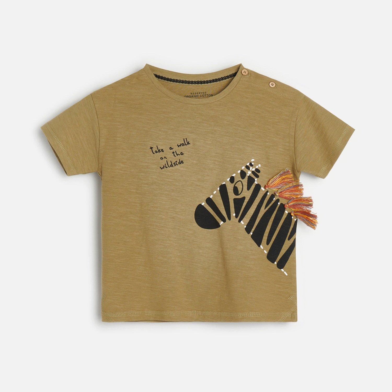Khaki Cotton T-Shirt, Kids Boys, , large image number 2