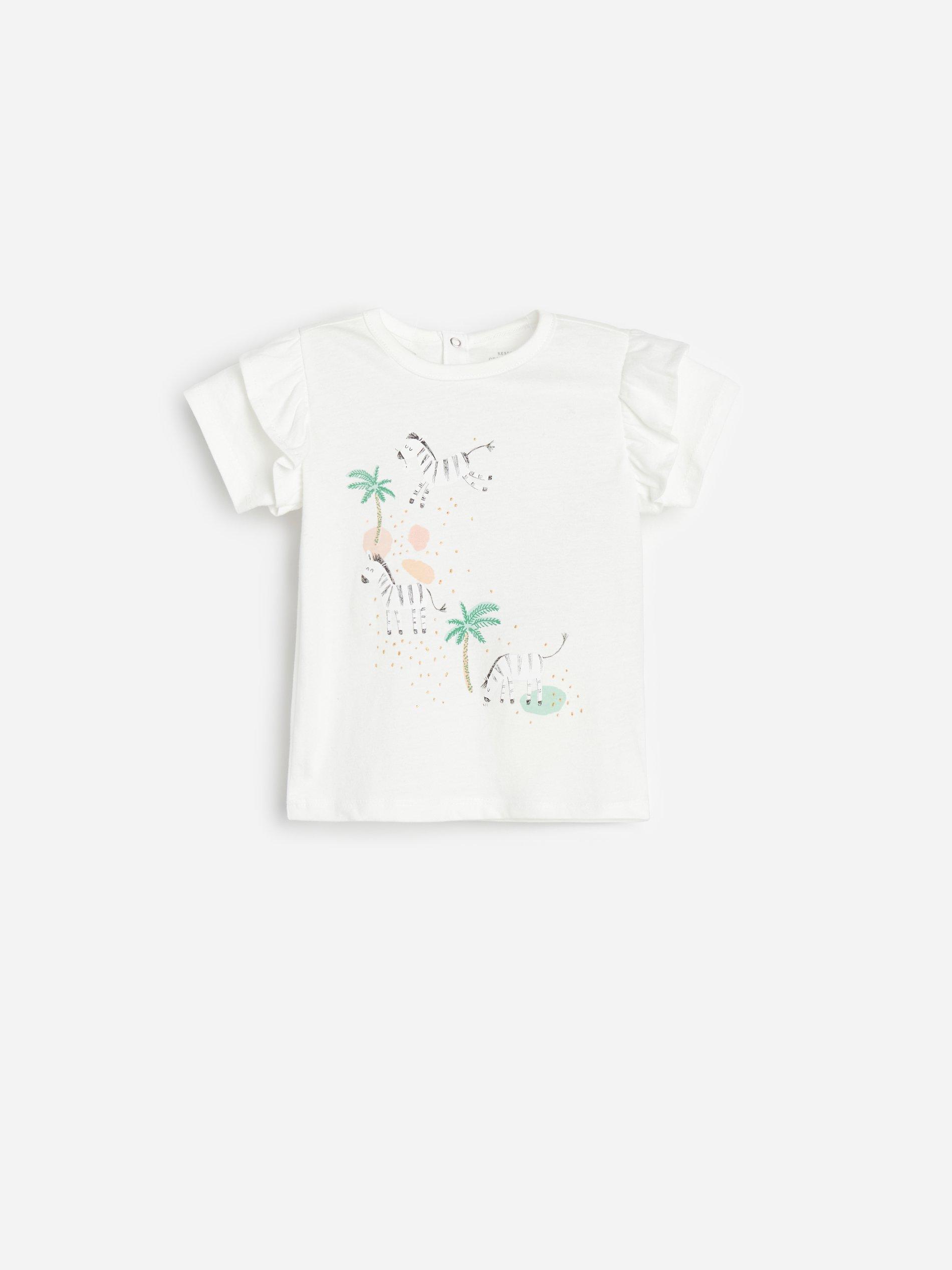 White Cotton T-Shirt, Kids Girls, , large image number 0