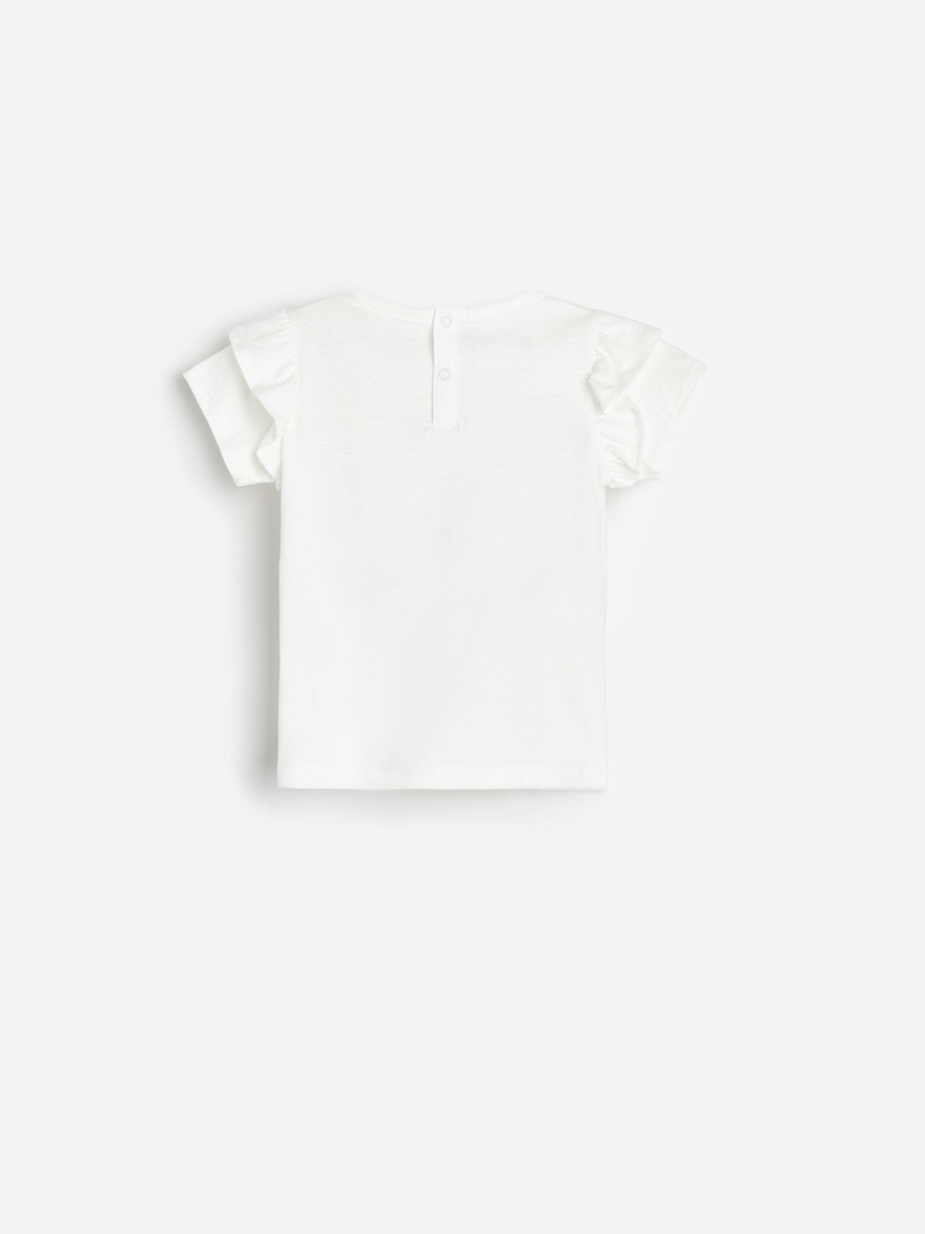 White Cotton T-Shirt, Kids Girls, , large image number 1